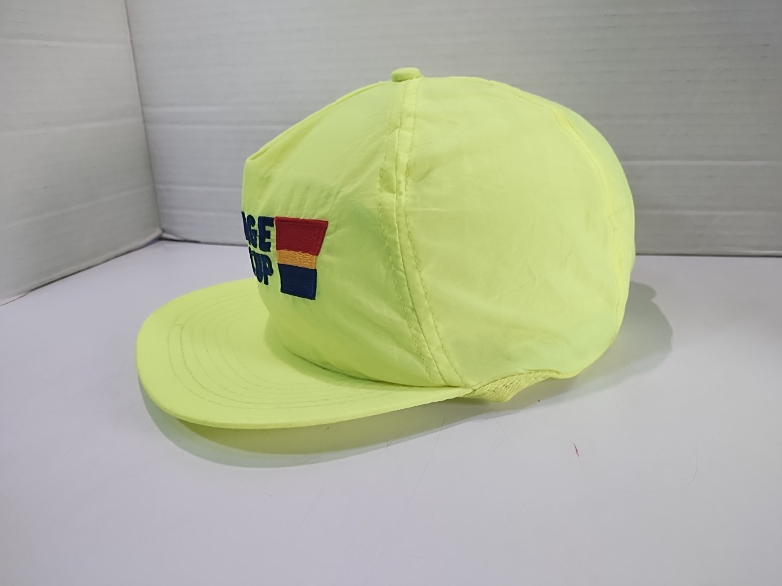Vintage Vantage Cup Golf Snapback Hat Neon Yellow Cap Adjustable Retro 80s RJR