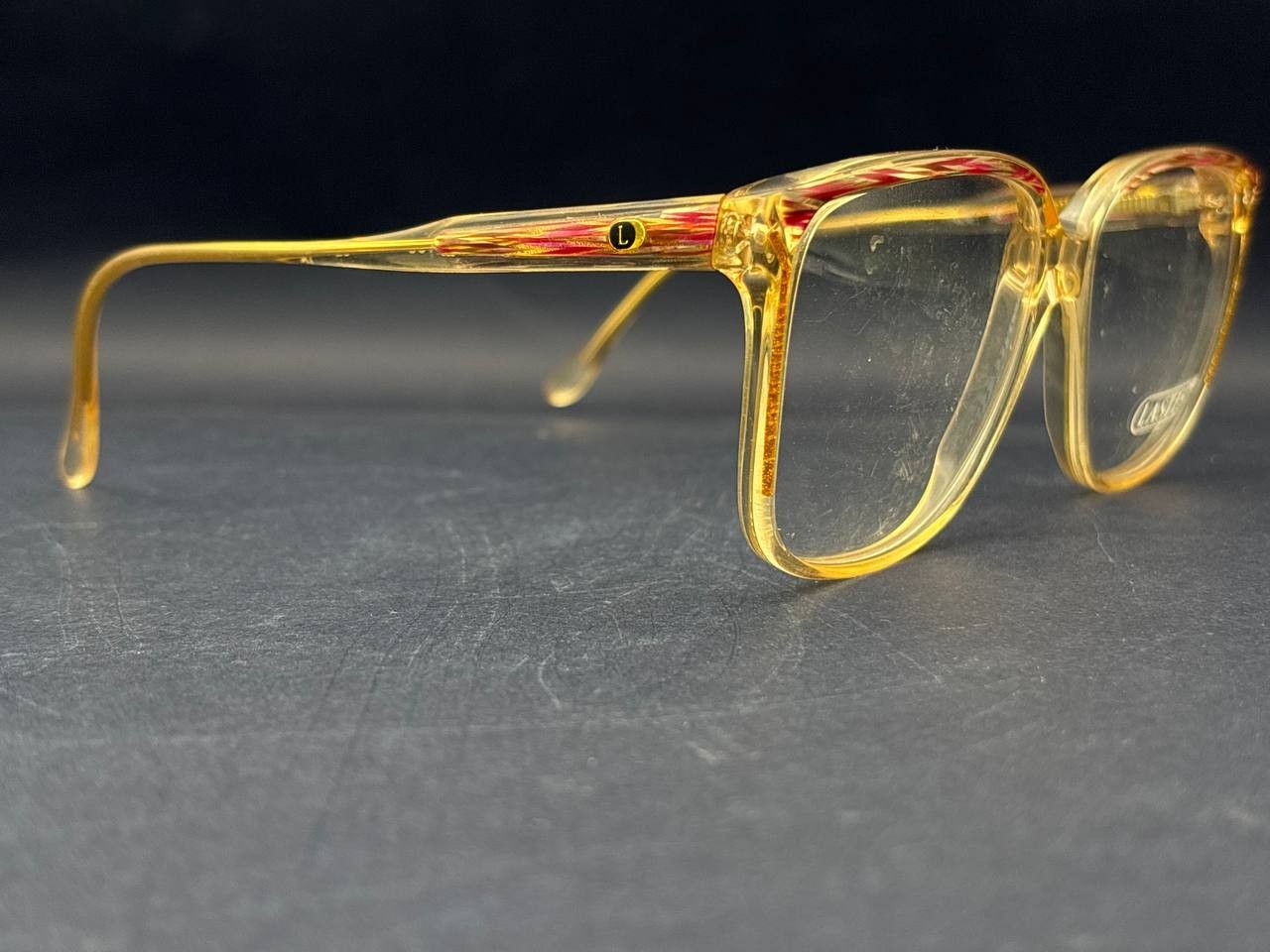 Vintage Lastes M-163 Eyeglasses Frame Clear Yellow Italy NOS 52-18 Women