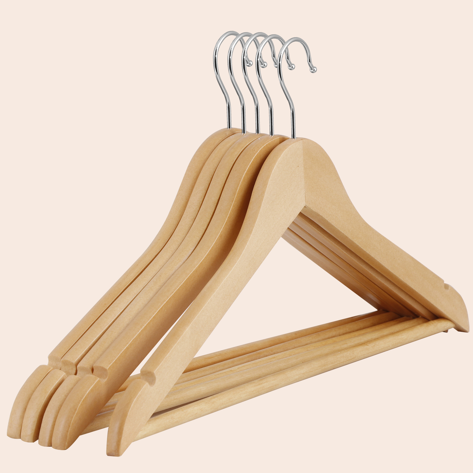 50PCS Non-Slip Versatile Closet Wooden Hanger for Suit Coat Jackets 360° Hook