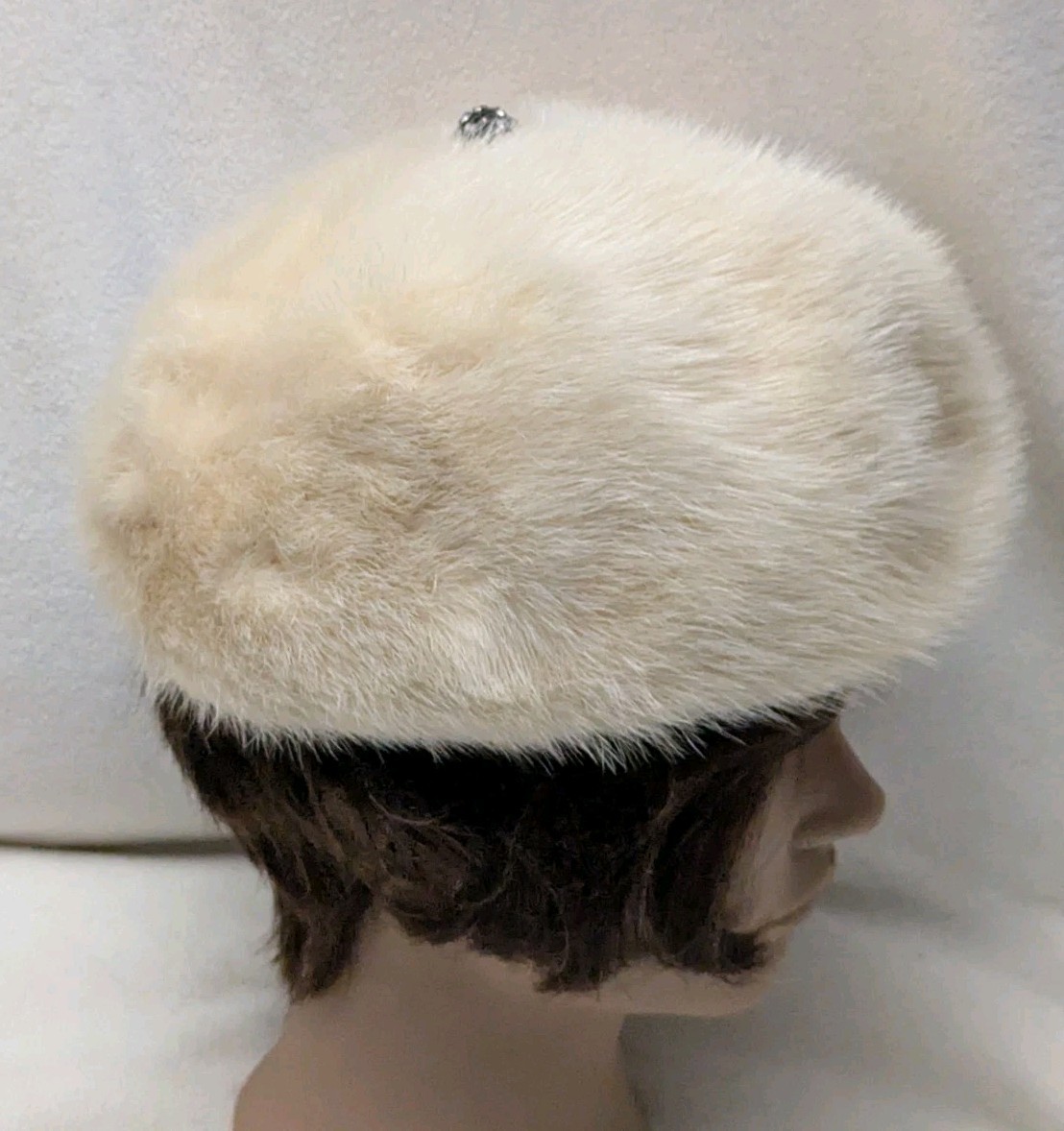 Miss Alice Bonwit Teller Genuine Bleached Mink Fur Pillbox Hat-w Tags Vintage