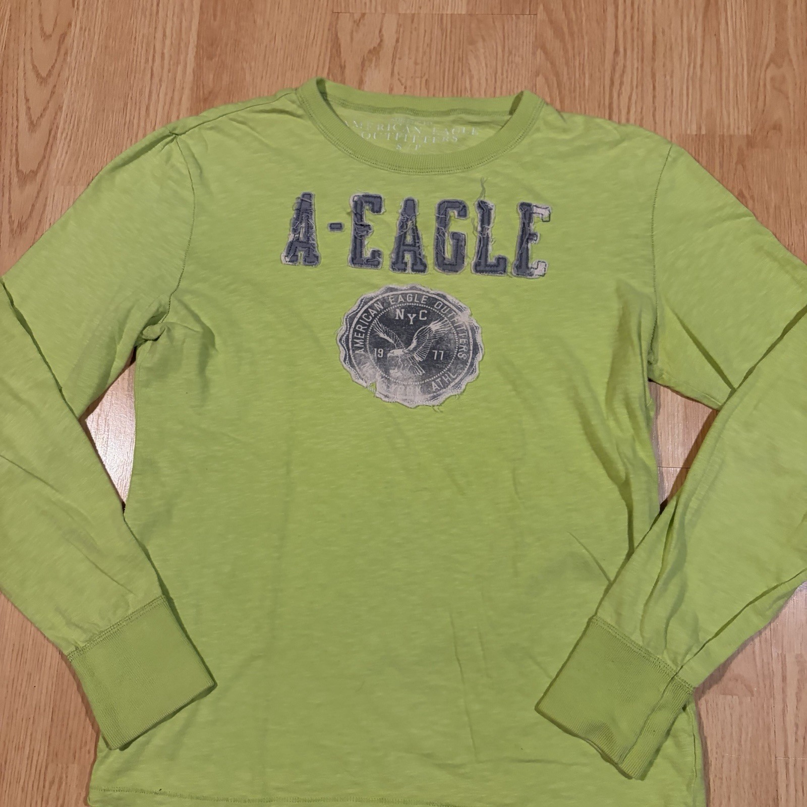 American Eagle Outfitters Vintage Fit Green Cotton Long Sleeve Shirt Mens Small