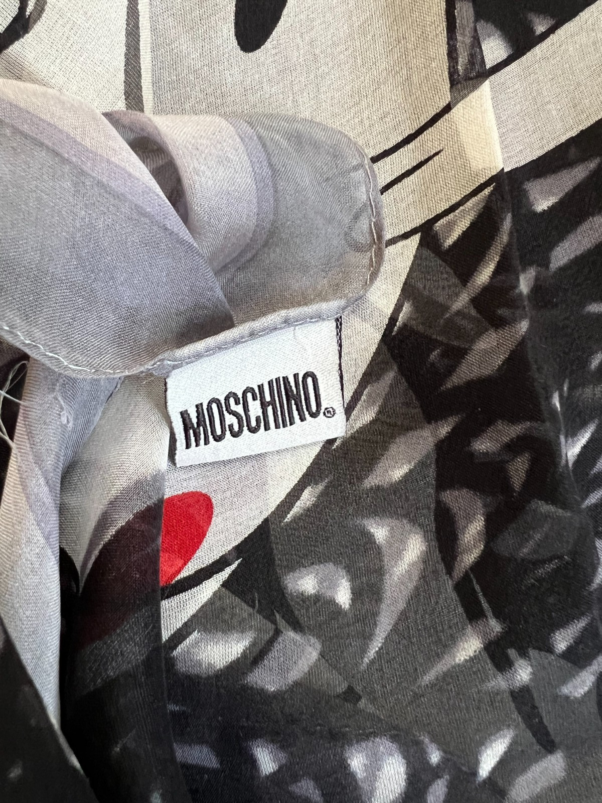 Rare MOSCHINO POPEY’E CHEAP AND CHIC Silk Scarf 26″ X 66 In Good VTG Condition