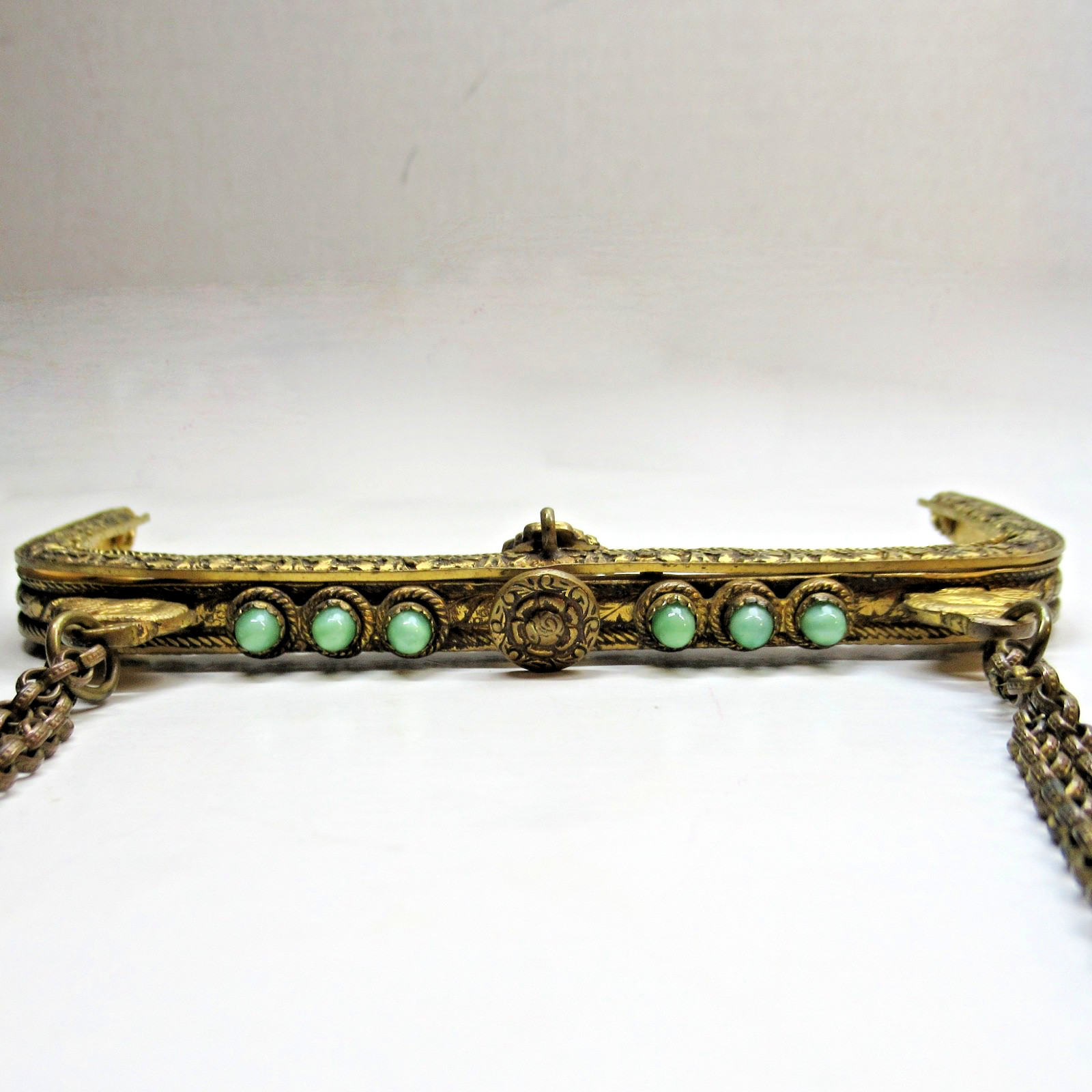 Antique Vintage Jewelled Purse Frame Green Jewels – SELLER PAYS US TARIFFS