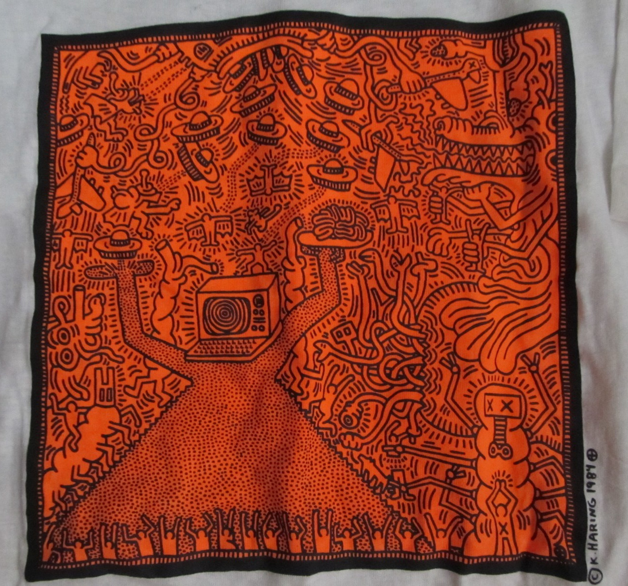 vintage 1984 K. Haring Signal of UFO original t-shirt size XL Screen Stars