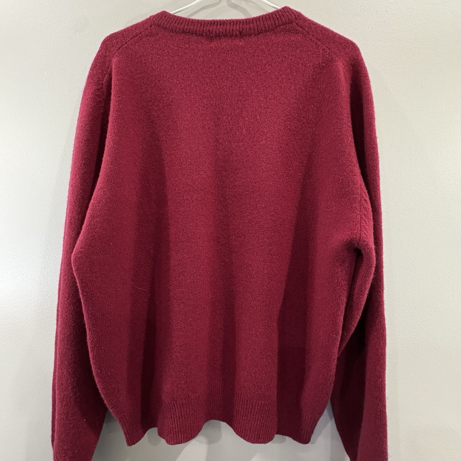 Vintage Jacobson’s 100% Lambswool L Sweater Knit Pullover V-Neck Dark Red Preppy