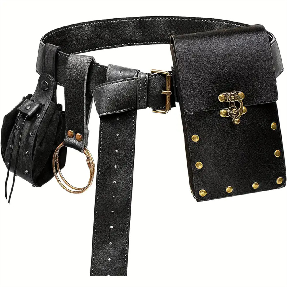 Medieval Renaissance Coin Belt Clip Viking Knight Cosplay Waist Keychain Prop