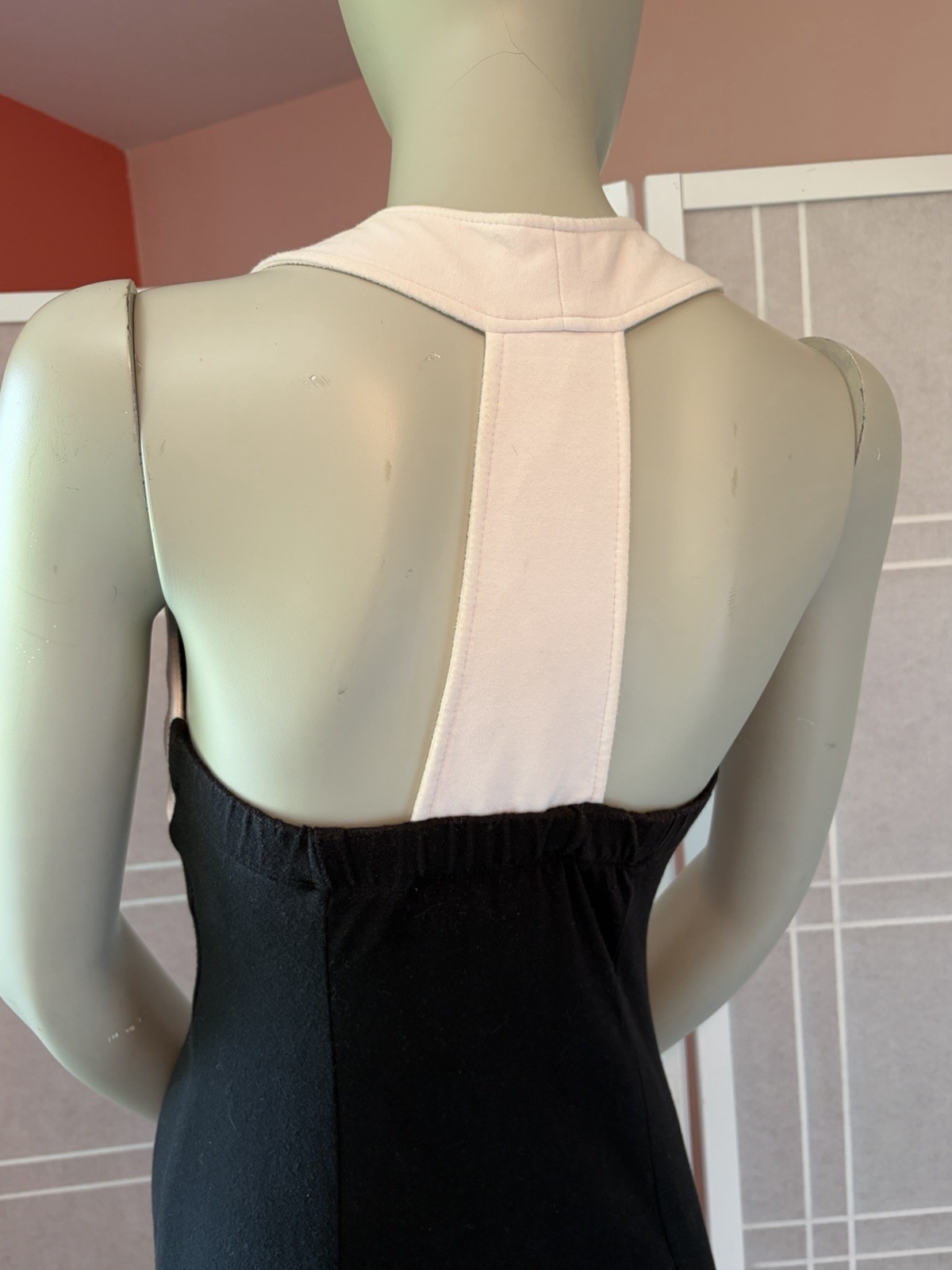 VTG 90s y2k Ujena Black White Zip Front racerback Bodycon Mini Dress club USA M