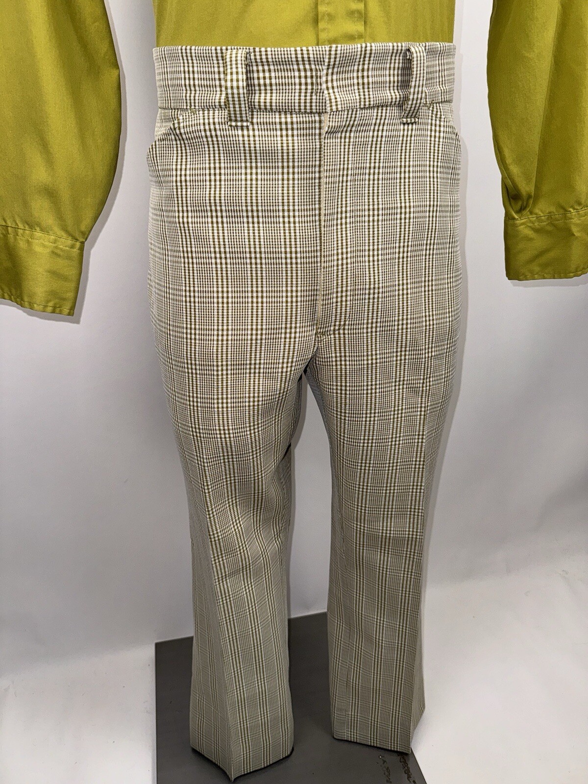 1960s Pants Mens Vtg 60s Madmen Rat pack Disco Plaid Polyester Mod MCM 35 27