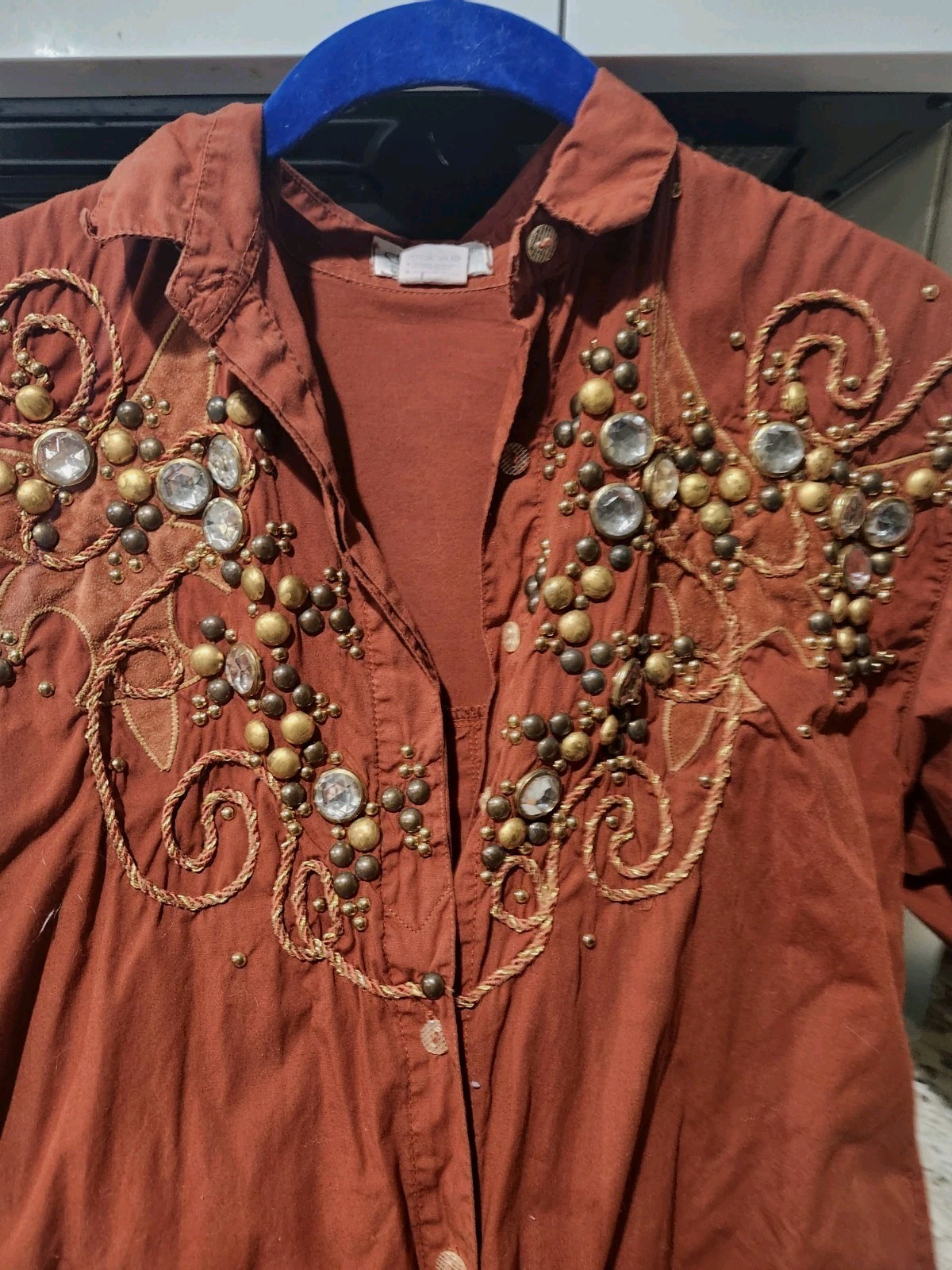 Vintage Embelished Southwest western Womens Shirt Beaded S Med L Colombia