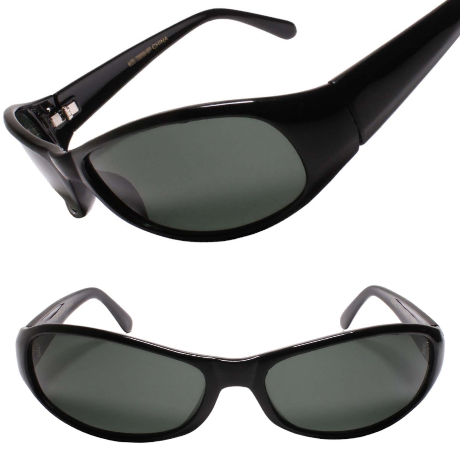 Old Stock 90s Y2K True Vintage Timeless Style Mens Black Rectangle Sunglasses