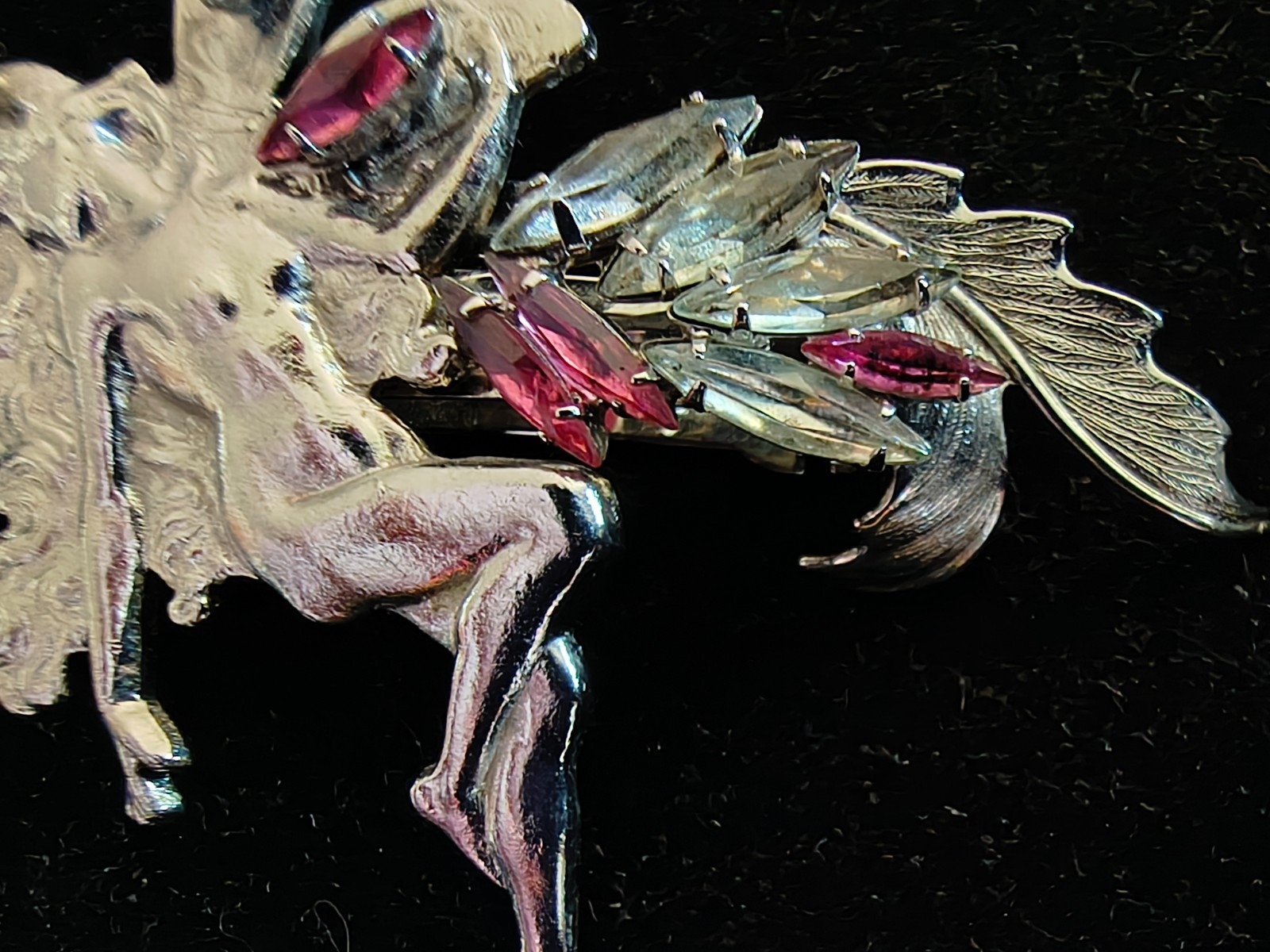 Kinlo Folly antique Fairy made in France silver hair clip
