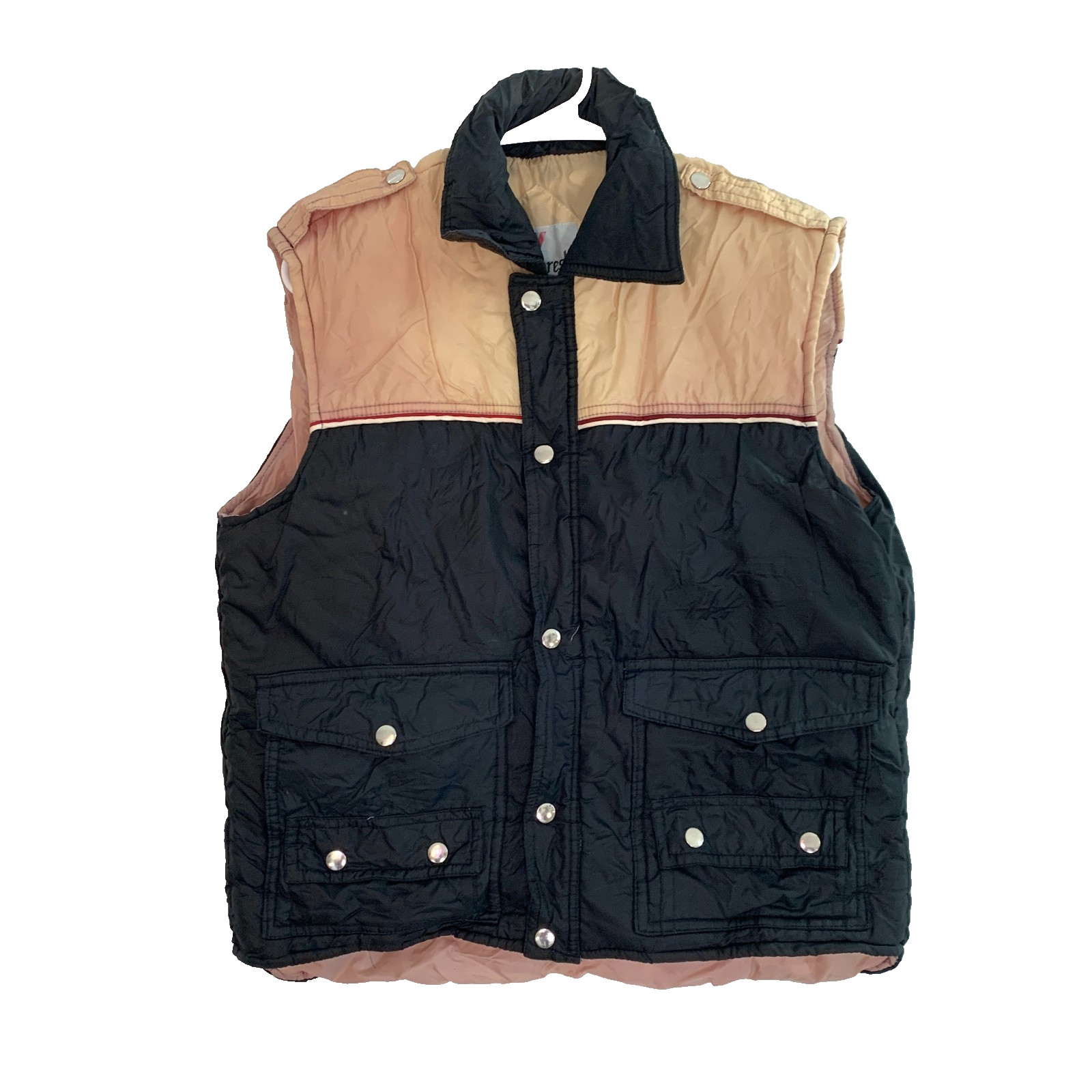 Vintage 70s Windcrest Black Brown Retro Striped Stranger Things Vest Medium