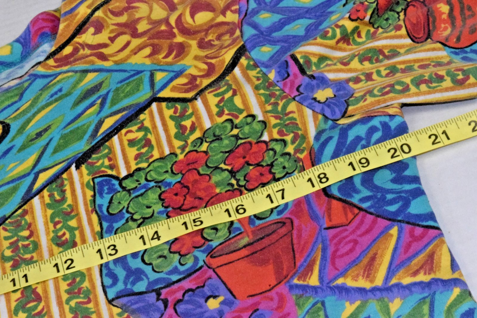 VTG Shirt Units Ltd. Ed. Size M/L 80s Colorful Patchwork Potted Plants Made USA