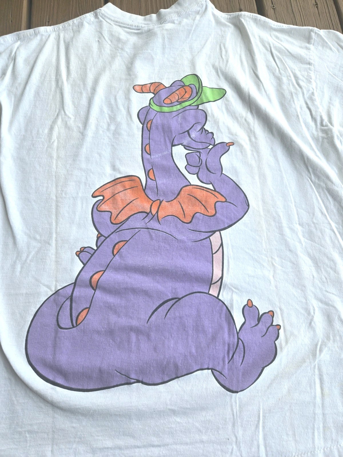 Vintage Disney Figment Dragon Epcot 2 Sided Promo Cartoon T-Shirt 90s USA READ