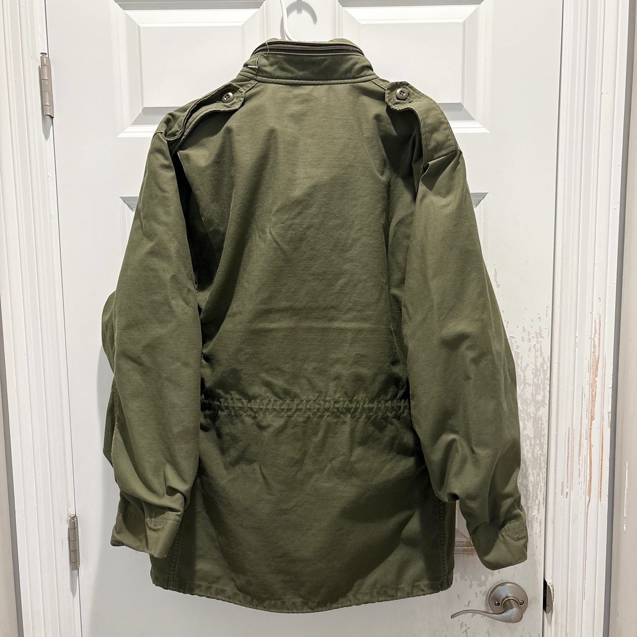 Vintage 80s US Army OG 107 Field Jacket Olive Green Military Coat Medium Long