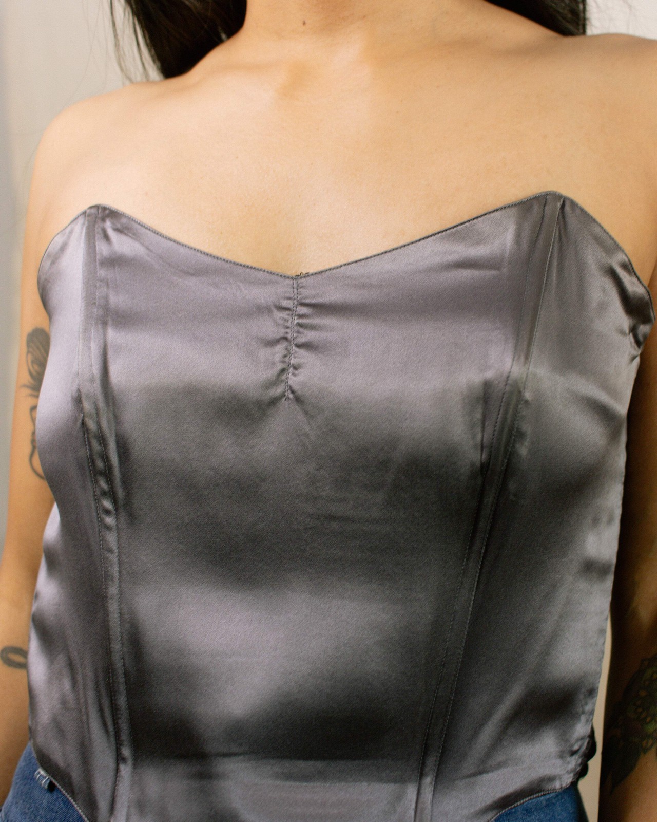 Vintage 70s Neiman Marcus Dusty Purple Silk Corset | Size Medium