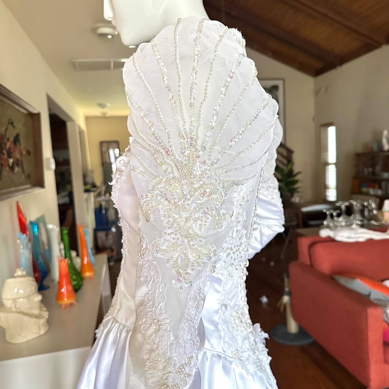 Vintage 1980s Romantic Eve of Milady Princess Wedding Gown Dress Long Train S
