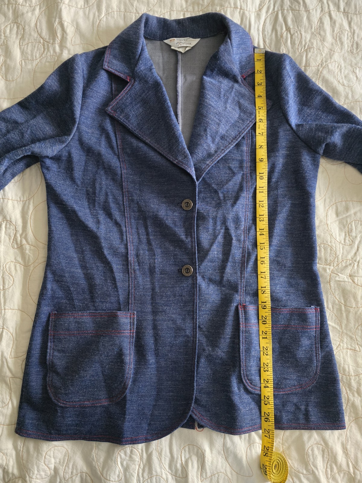 Vtg 70’s JC Penney Fashions Blue Blazer Top Button Up Jacket Womens Large
