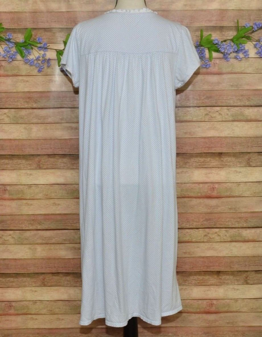 Vintage Blue Ballet Length Pull Over Blue Nightgown Scalloped Neckline Size L