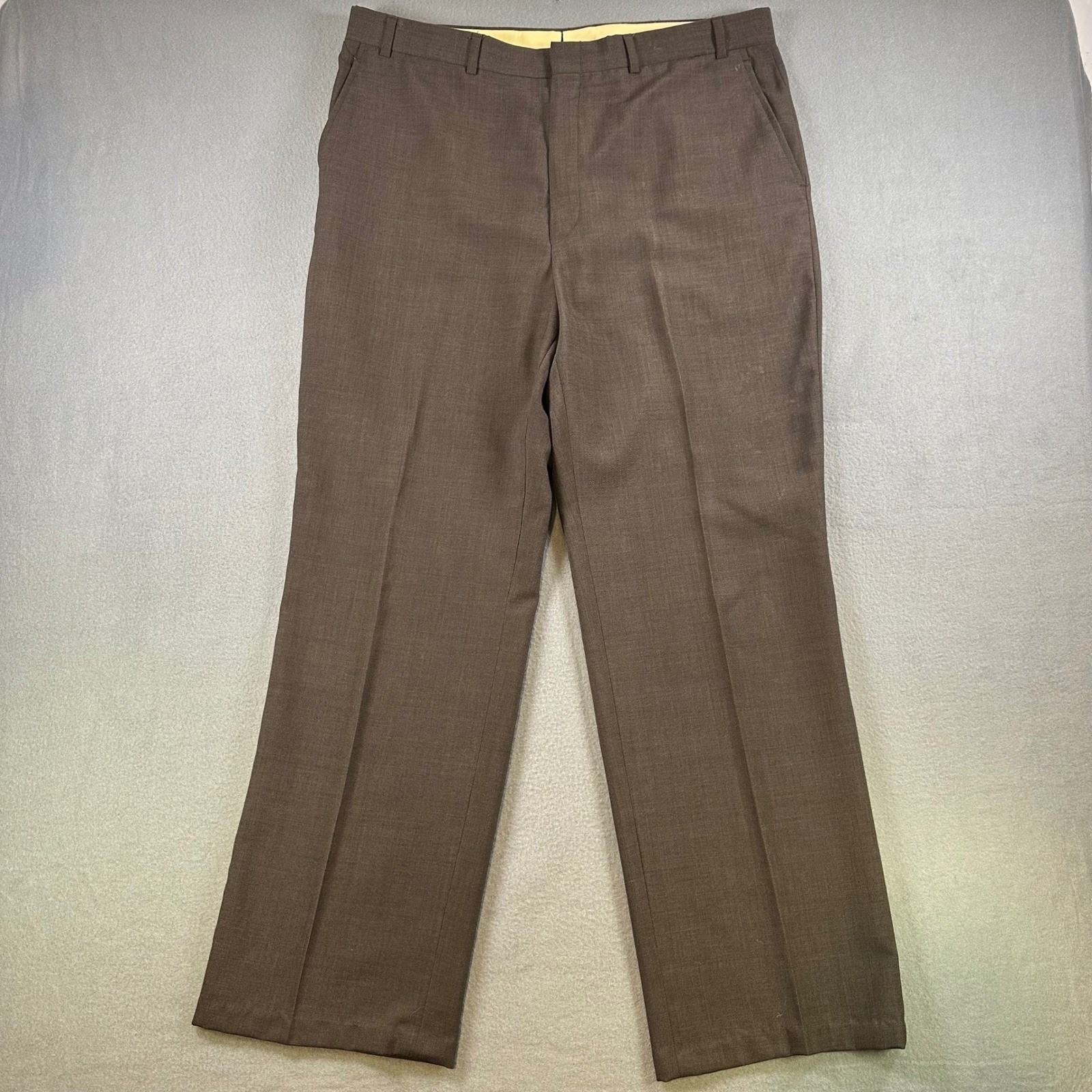 Towncraft Vintage Mens Brown Flat Front Dress Pants Made in USA Size 38