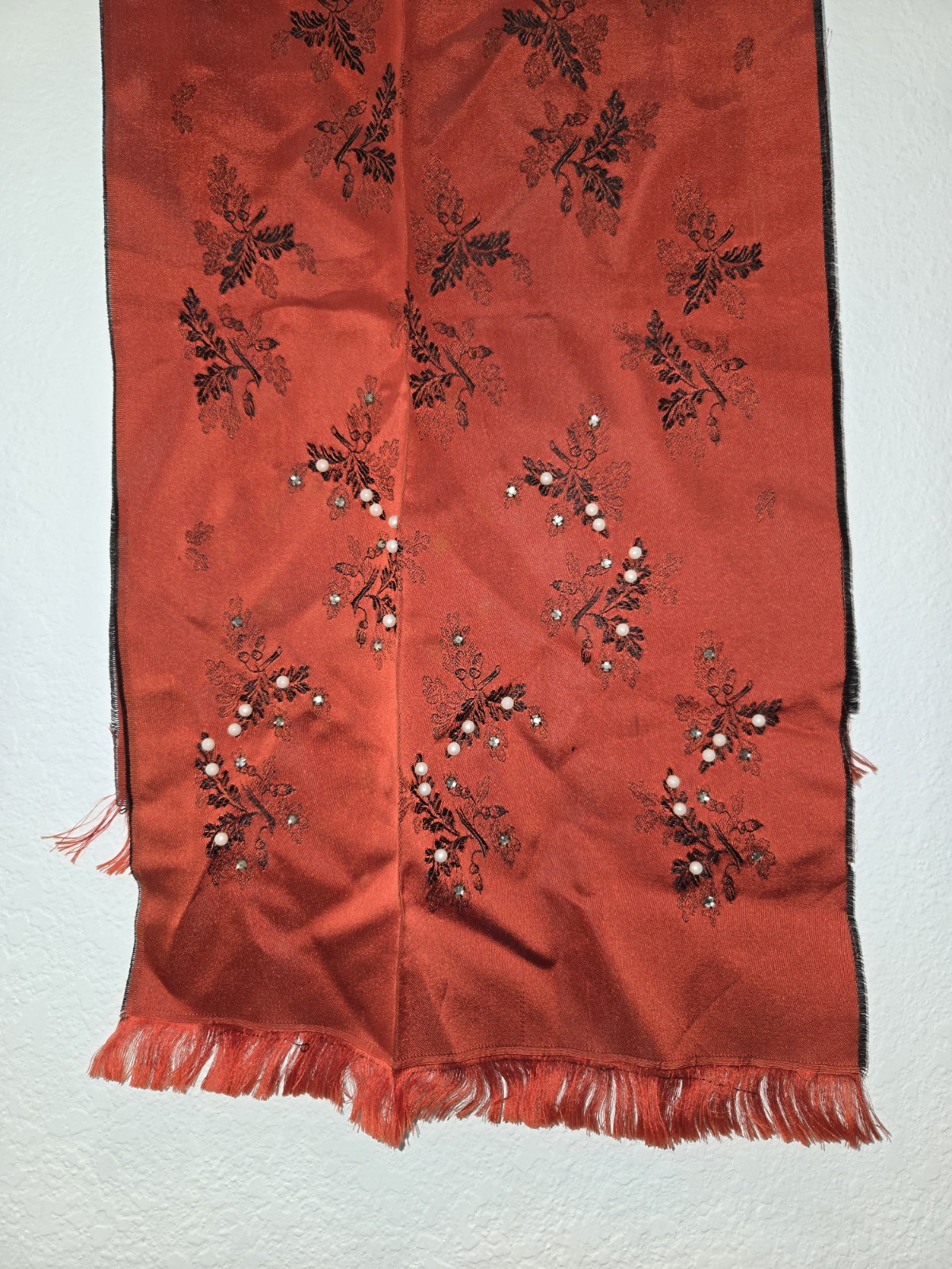 Vintage 1950’s Korean Silk Scarf Rhinestones Beads – Sent From Korean War Vet