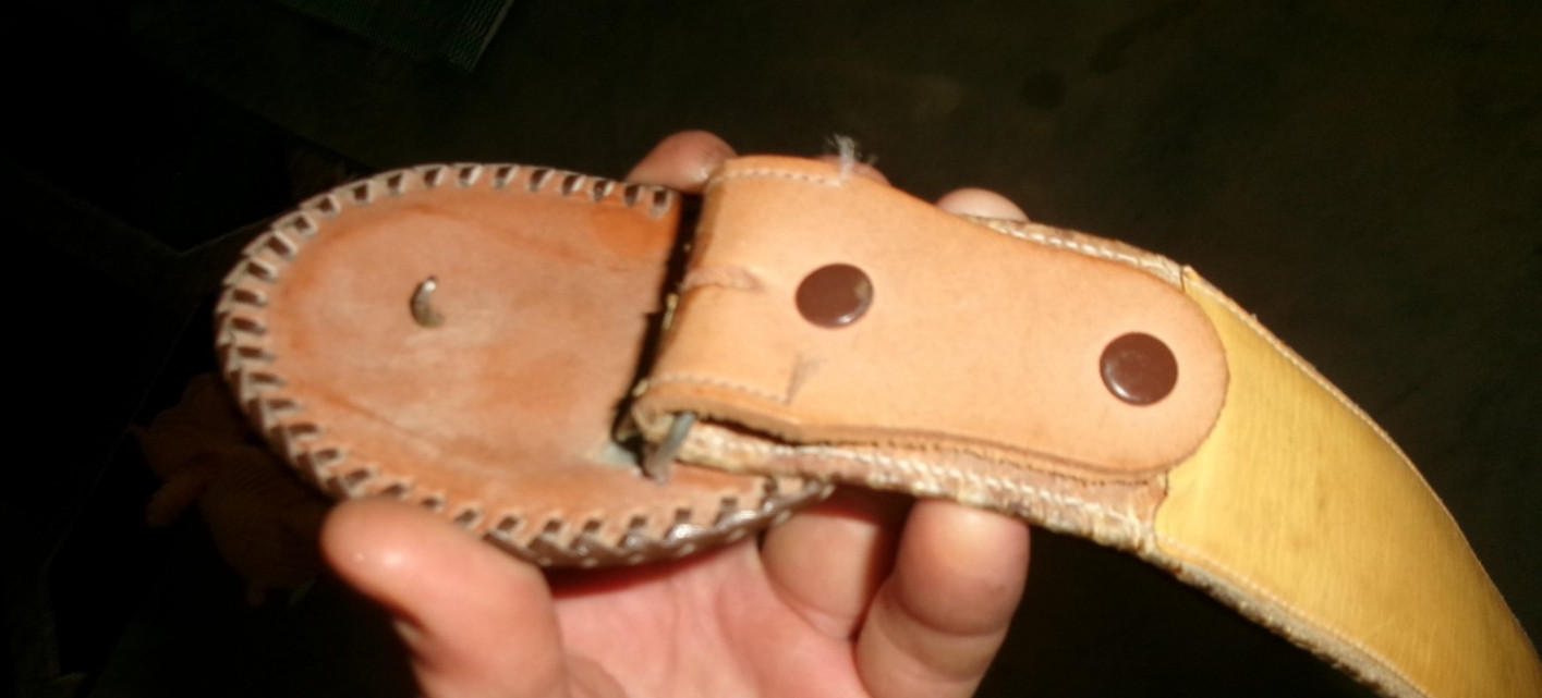 vintage Genuine Rattlesnake Stitched Belt & Buckle 45” Long