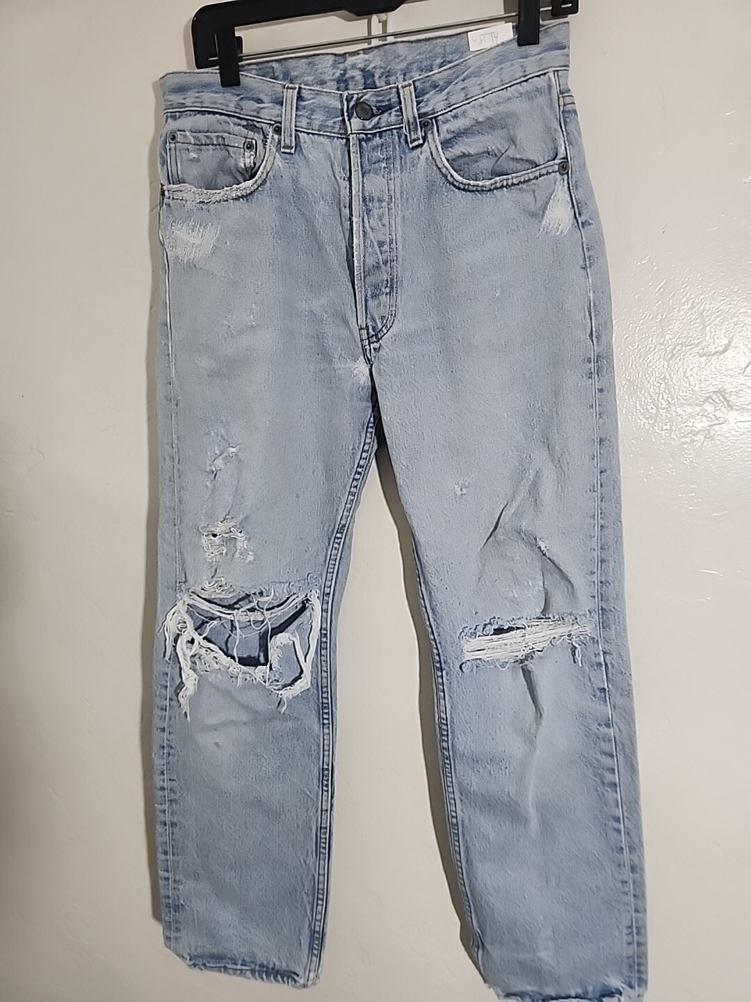 vintage levis 501 button fly denim jeans 30 1/2 x 29 tag 32 x 30 perfect vintage