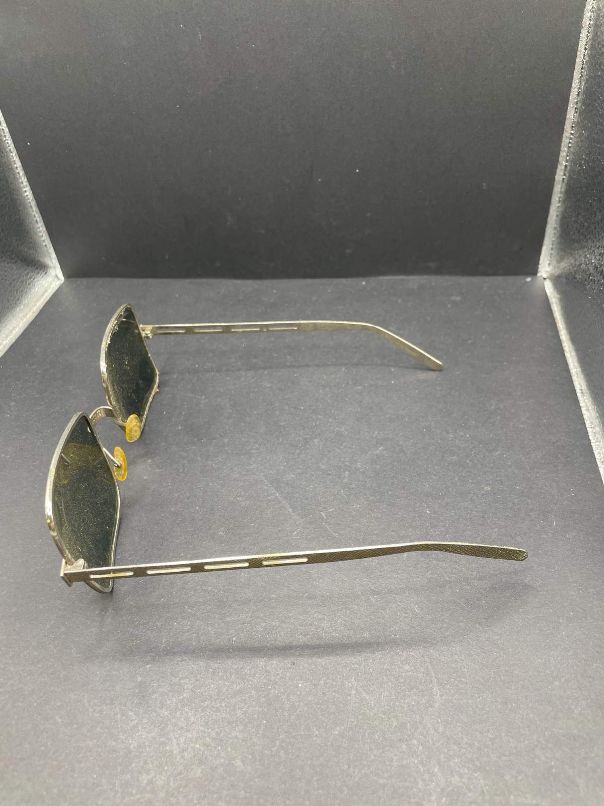 Vintage Cool Ray Polaroid Sunglasses Silver Mesh Square Retro 1970s Steampunk