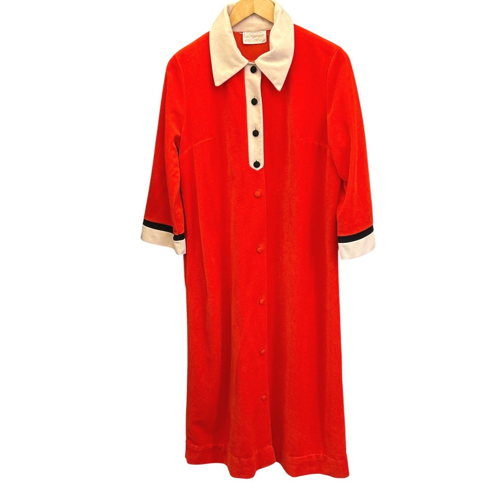 VTG 70s JCPenney Loungewear Robe Mod Colorblock Retro Housecoat Orange Red 14