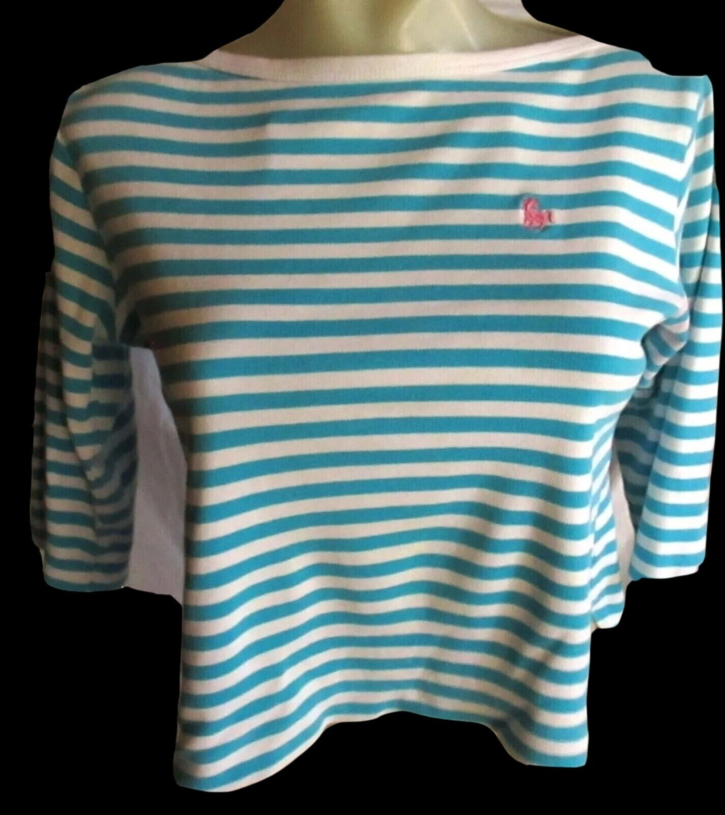 Vintage Women’s T-shirt XS 1980’s Hunt Club Top Striped 3/4 Sleeve JCPenney Mom