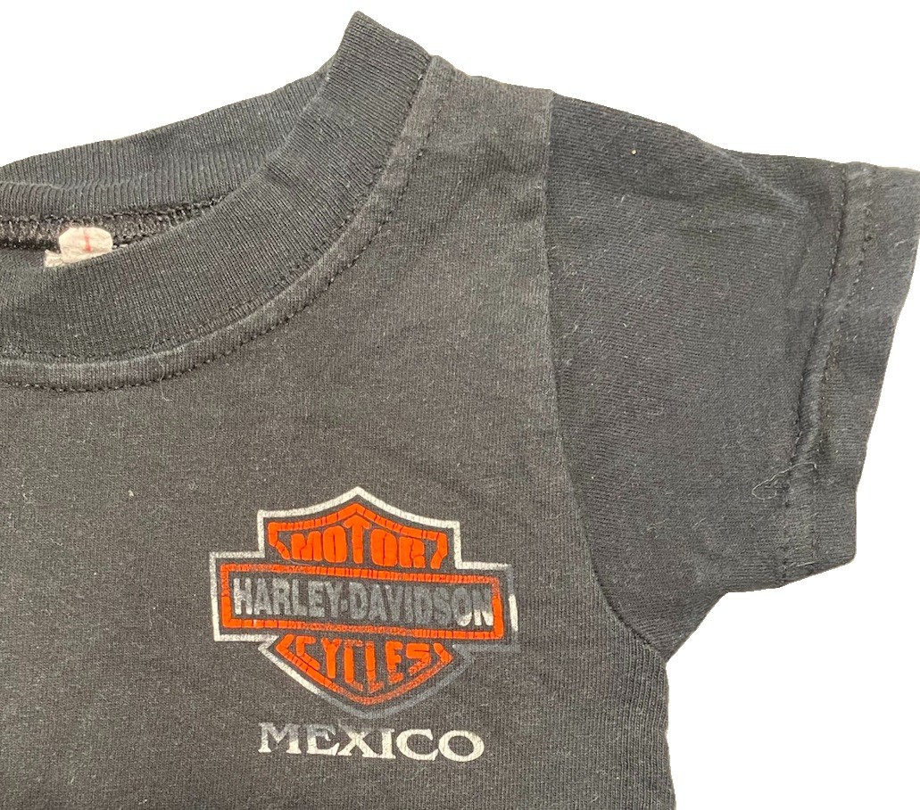Vintage Y2K Toddler Harley-Davidson T-Shirt Black Bar & Shield Mexico Tee Size 1
