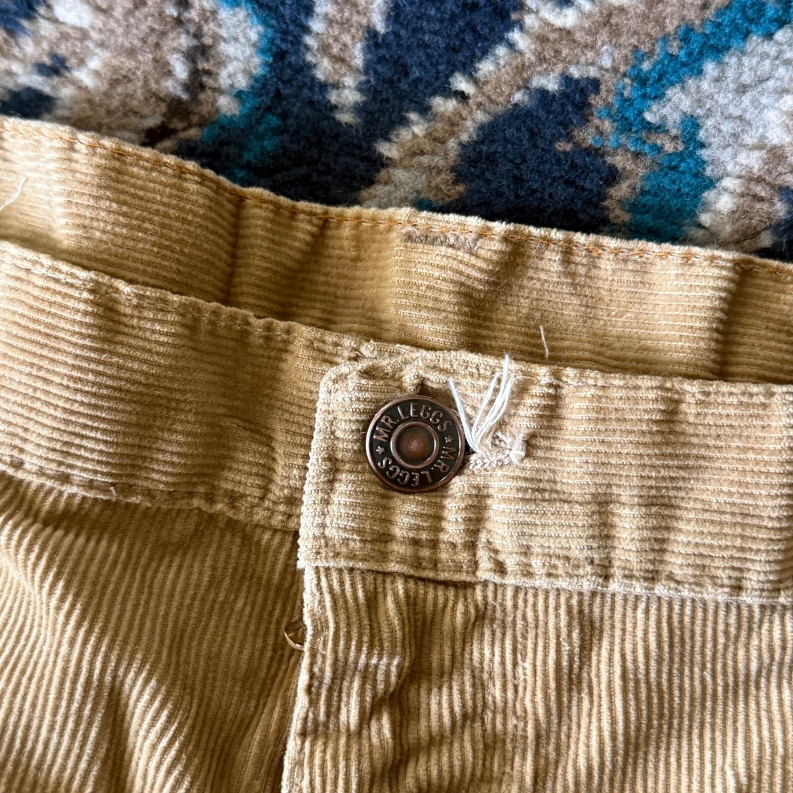 Vintage 70’s Tan Flare Leg Mr. Leggs Corduroy Pants Talon 42 Zipper