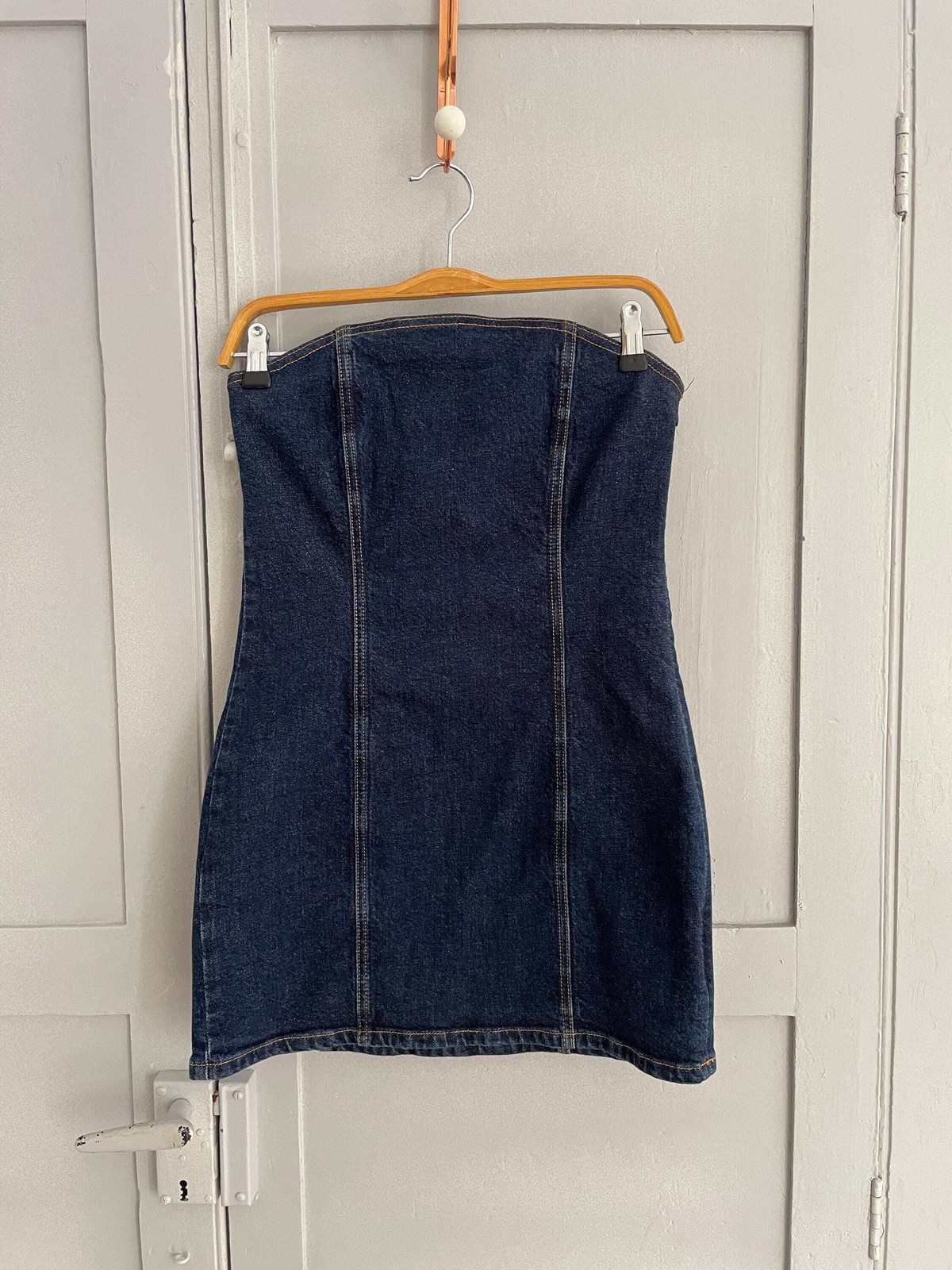 Vintage FIORUCCI denim bodycon dress, Sexy strapless branded summer dress, Y2k s
