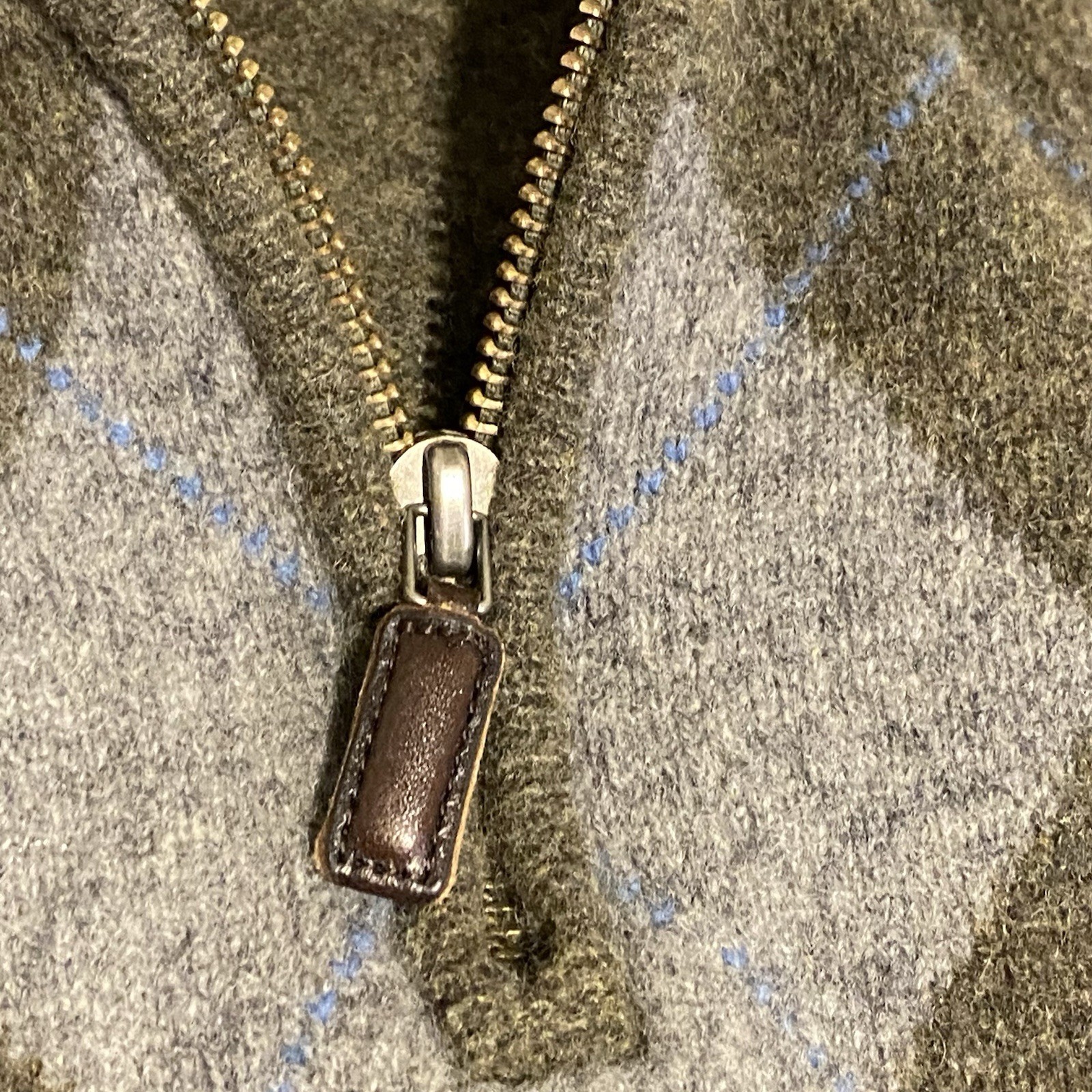 VTG 2007 J.CREW Lambswool Argyle 1/4-Zip Sweater M Holiday Preppy Grandpacore