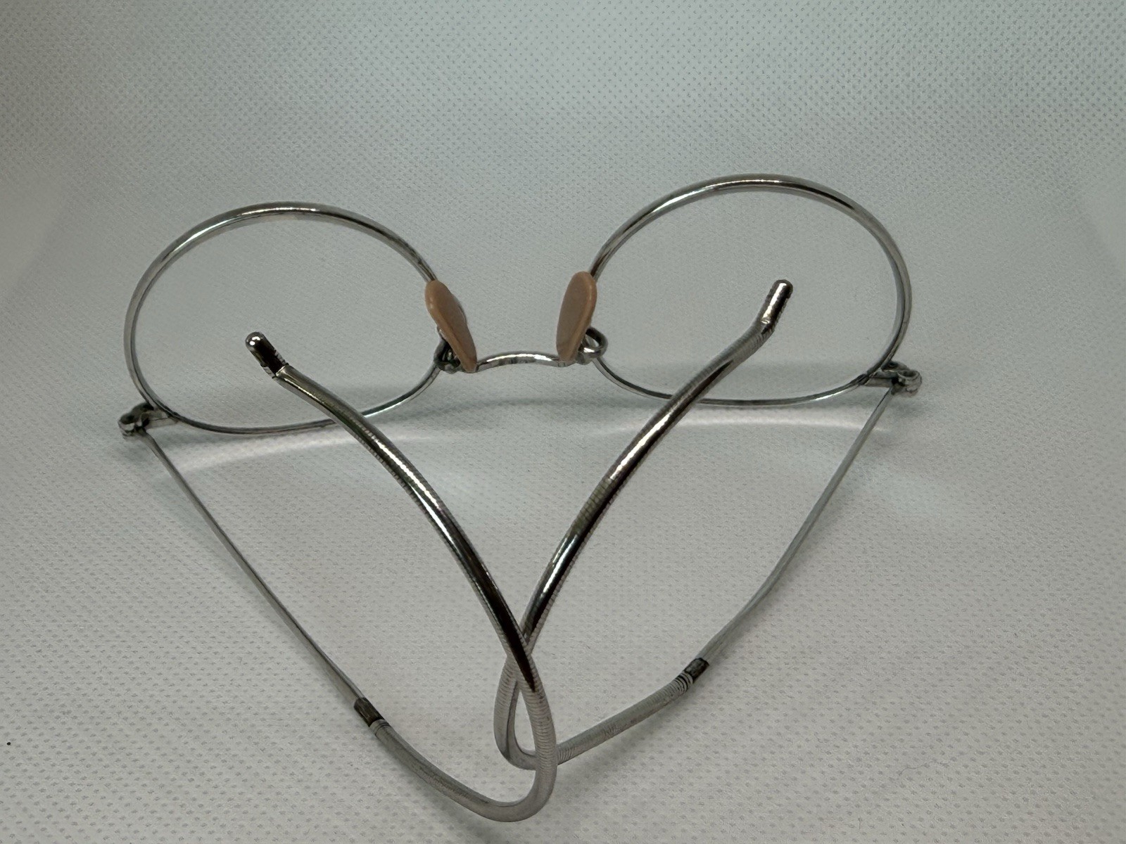 Vintage FLU‑VUE Round Wire Rim Eyeglasses Cable Temple Metal Frame Unisex Adult