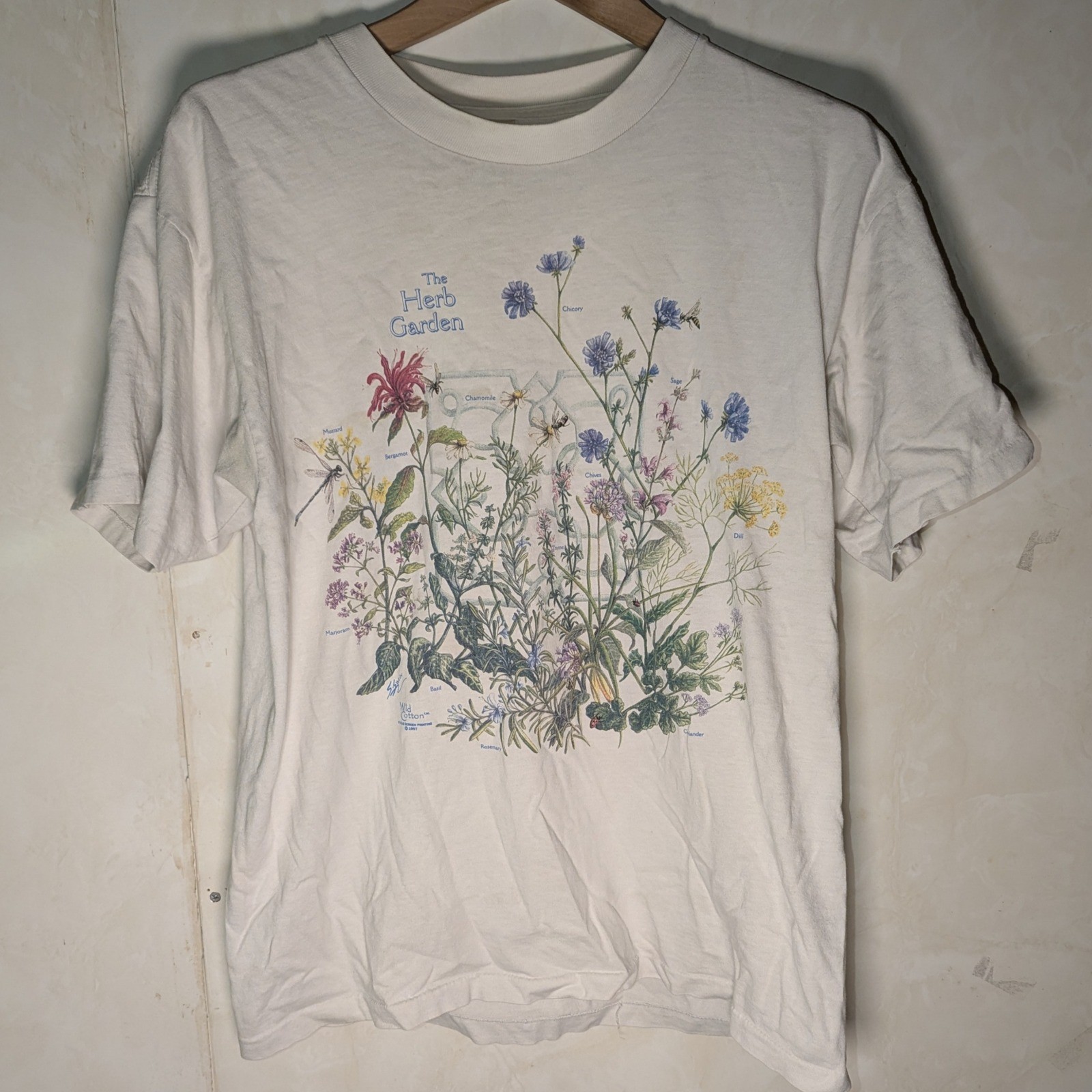 Vtg 1990s wild cotton “the herb garden” t shirt nature flower outdoor large