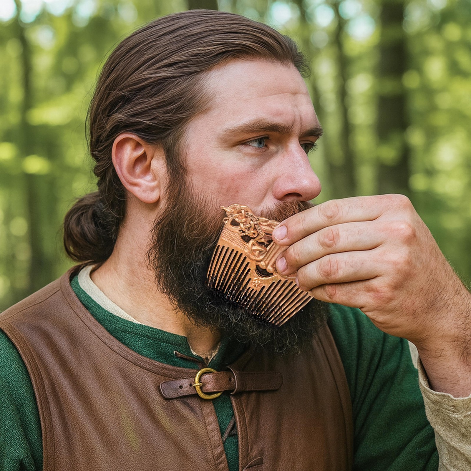 Viking Hair Comb Celtic Knot Beard Comb Bronze Finish Norse Odin Design