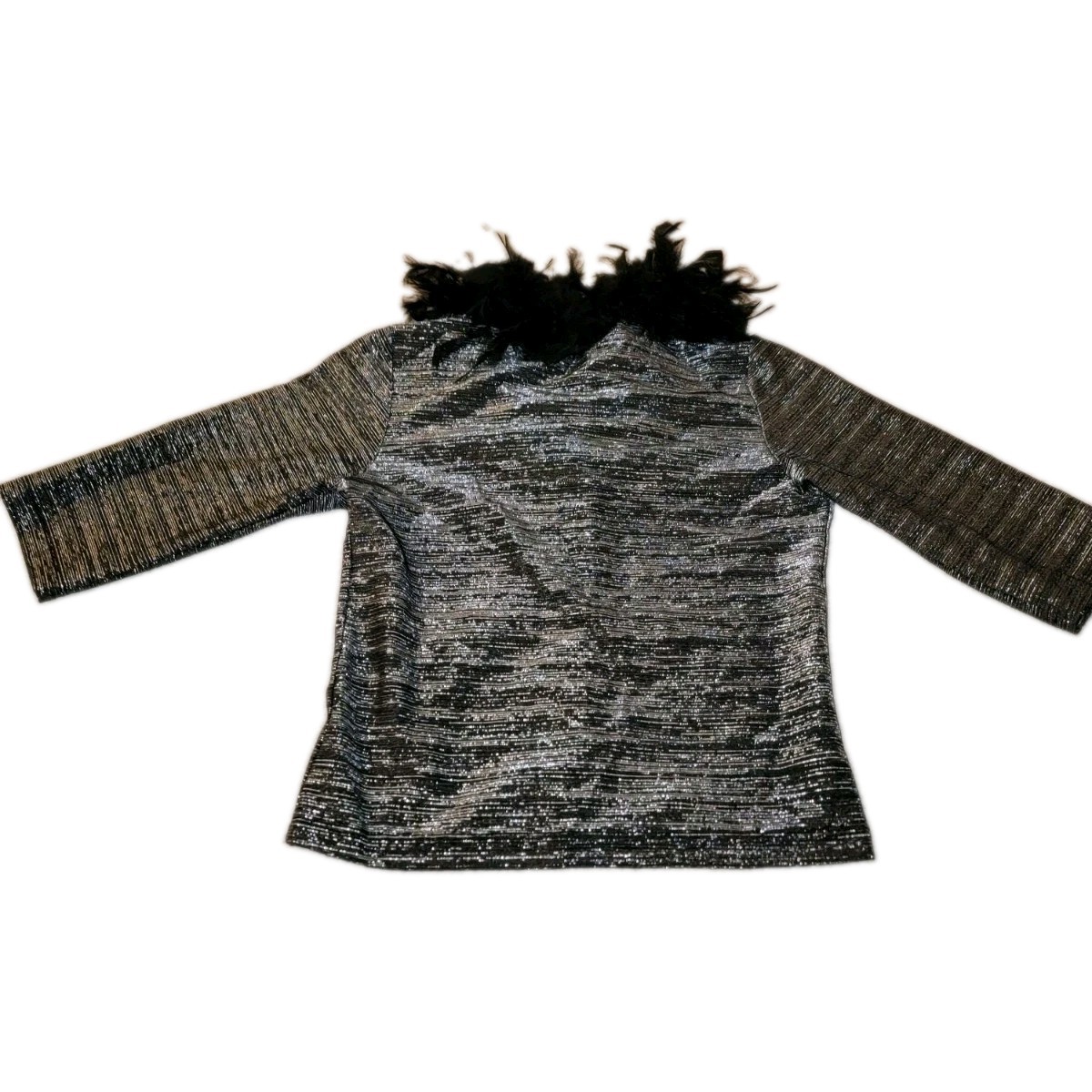 Vintage 90’s Metallic Jacket:black Feather Collar Whimsigoth