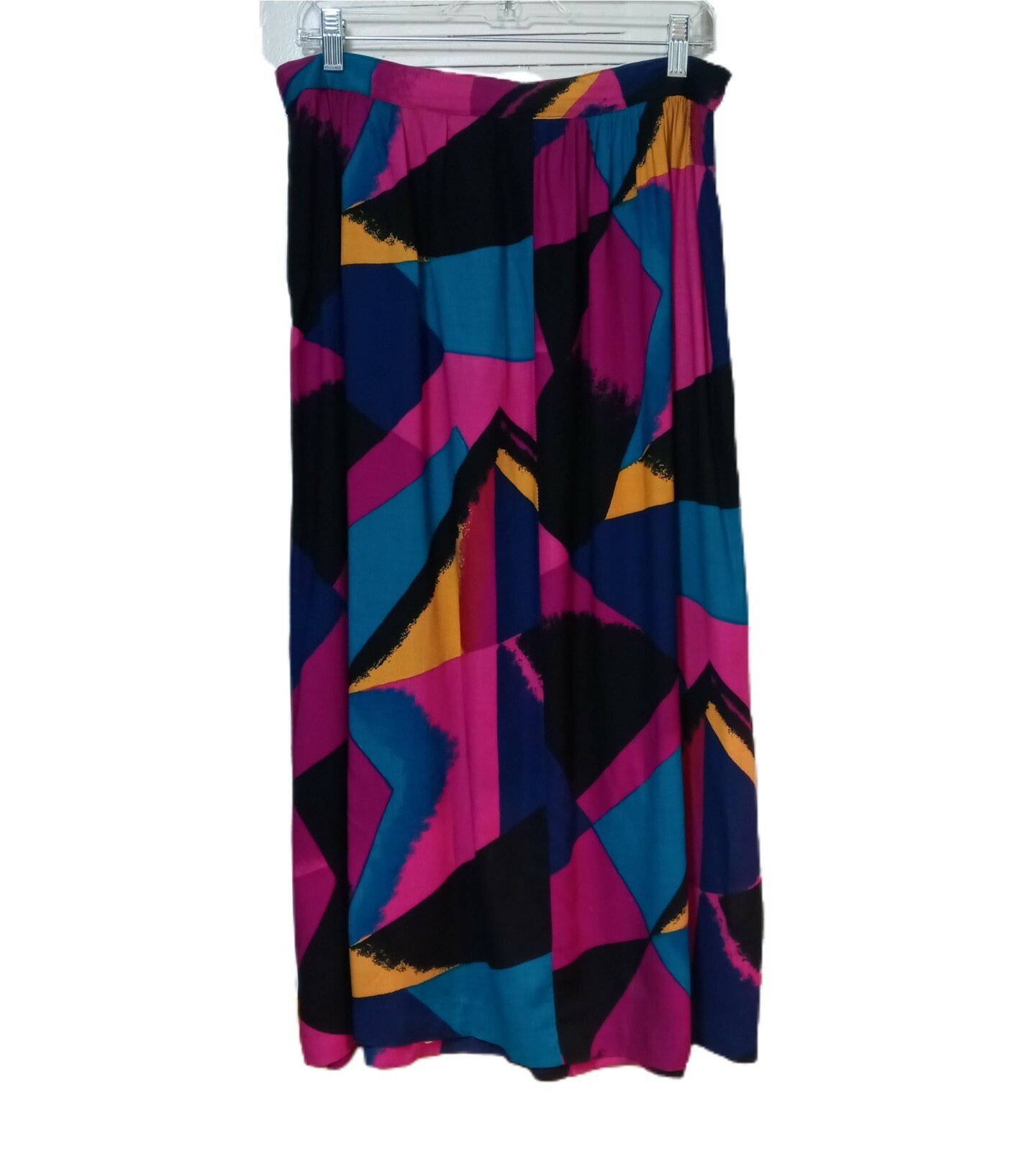 Miami Spice Midi Skirt 13/14 Colorful Retro Disco Geometric 80’s Statement Vtg