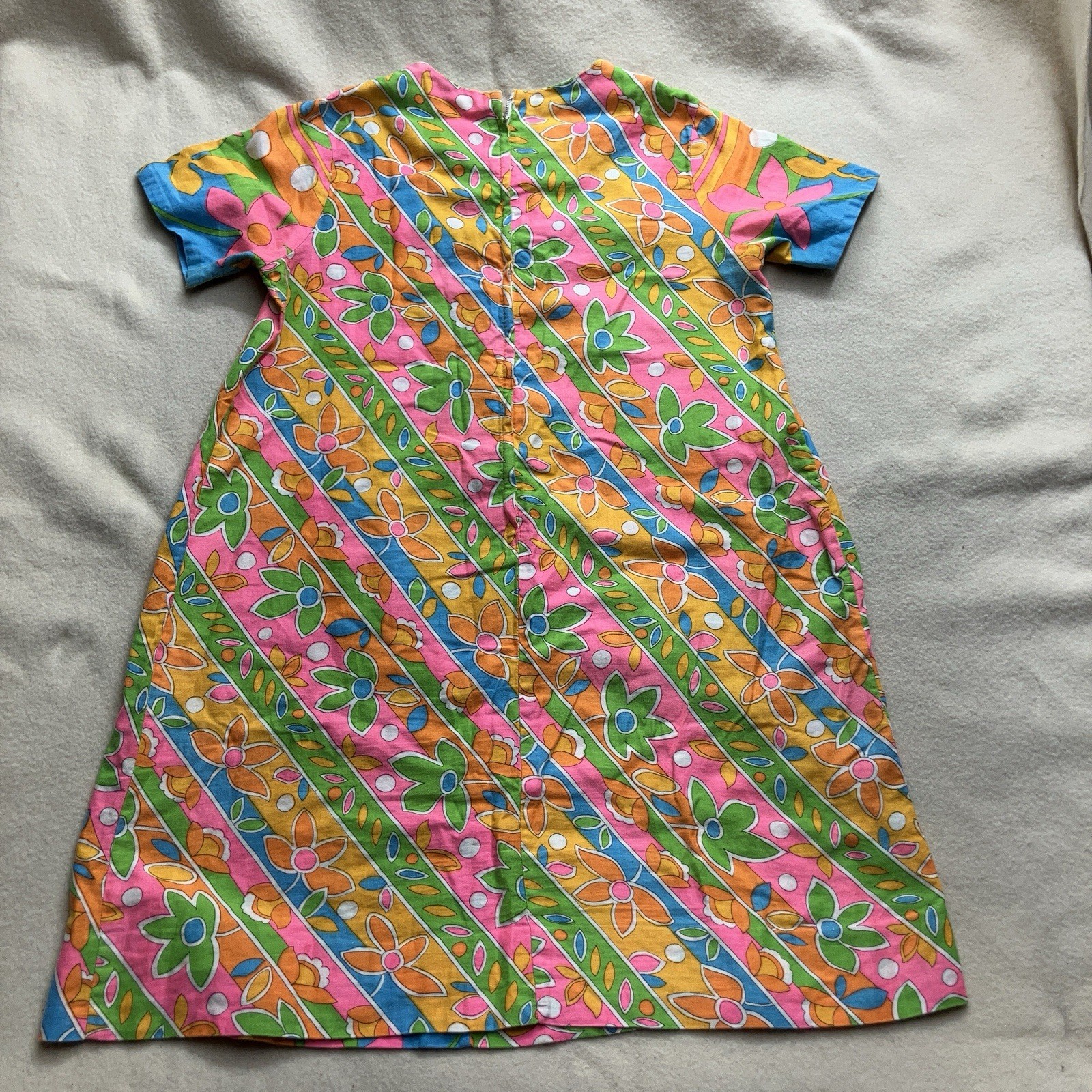 Vintage 60’s 70’s Carol Brent Psychedelic Floral Dress M/L Midi Zip Boho Hippy