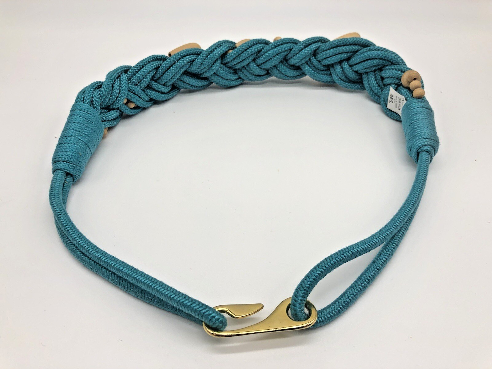 1980s MILOR Braided BELT Wooden Beads womens M/L Retro Vintage 70s/80s Macrame