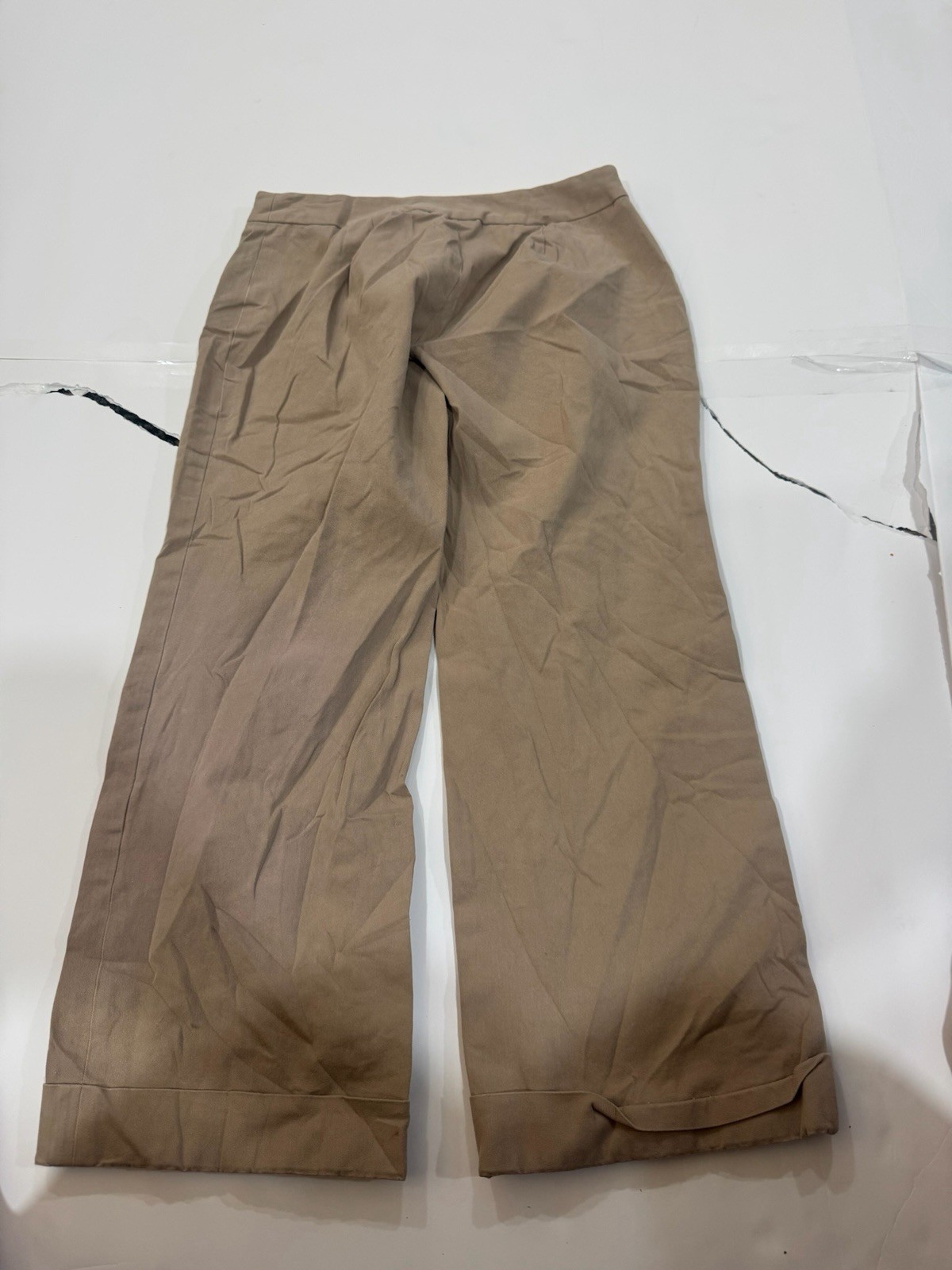 Vintage WY? Womens Pants Size 2 Khaki Cotton Blend Cuffed Made in the USA