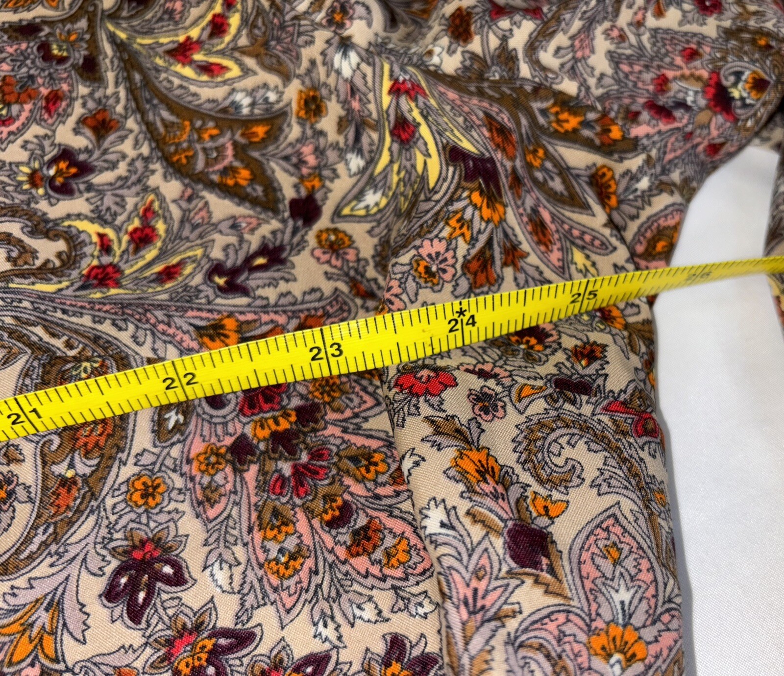 60s/70s Herbert Levy Sport Blouse Wrap Collar Floral Red Brown Button Pullover