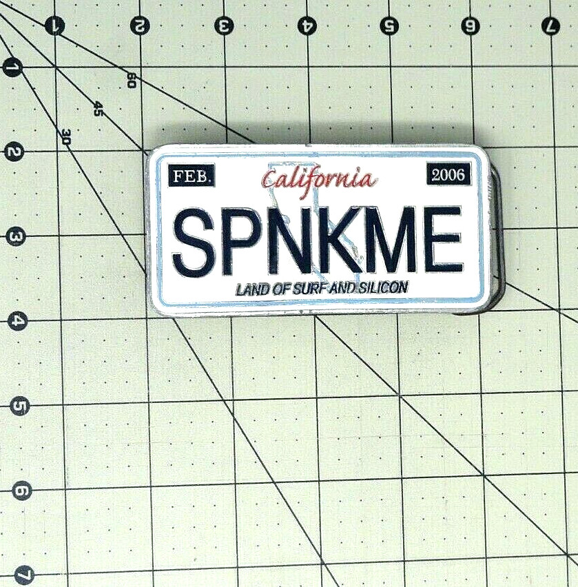 California SPNKME License Plate Belt Buckle Land Of Surf and Silicon 2006 .A114
