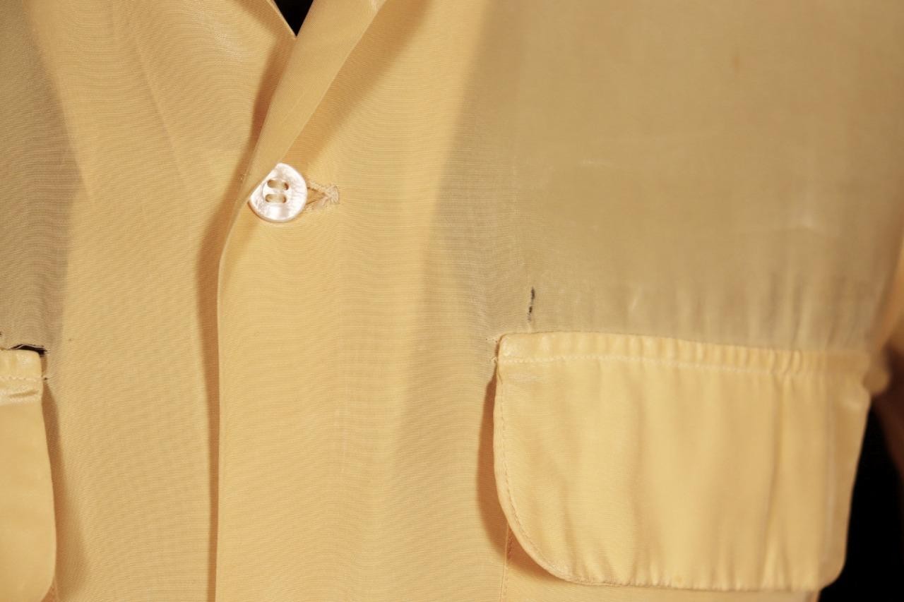 Vintage Late 1930’s Silky Yellow Rayon Shirt Size Small Fair Condition