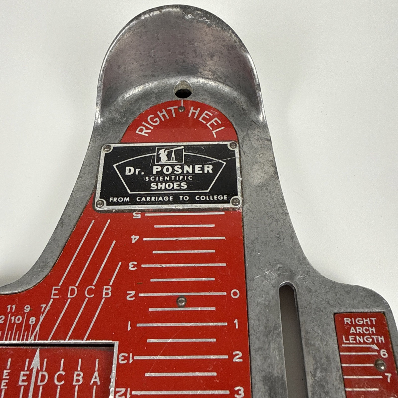 Vintage Dr Posner Shoes Brannock Device Shoe Sizer Metal Measure Scale Red