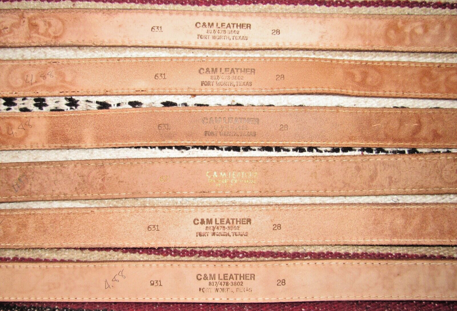 Vintage Western C&M Co Tooled (Embossed) Leather Belts 6 pc Size 28 NEW