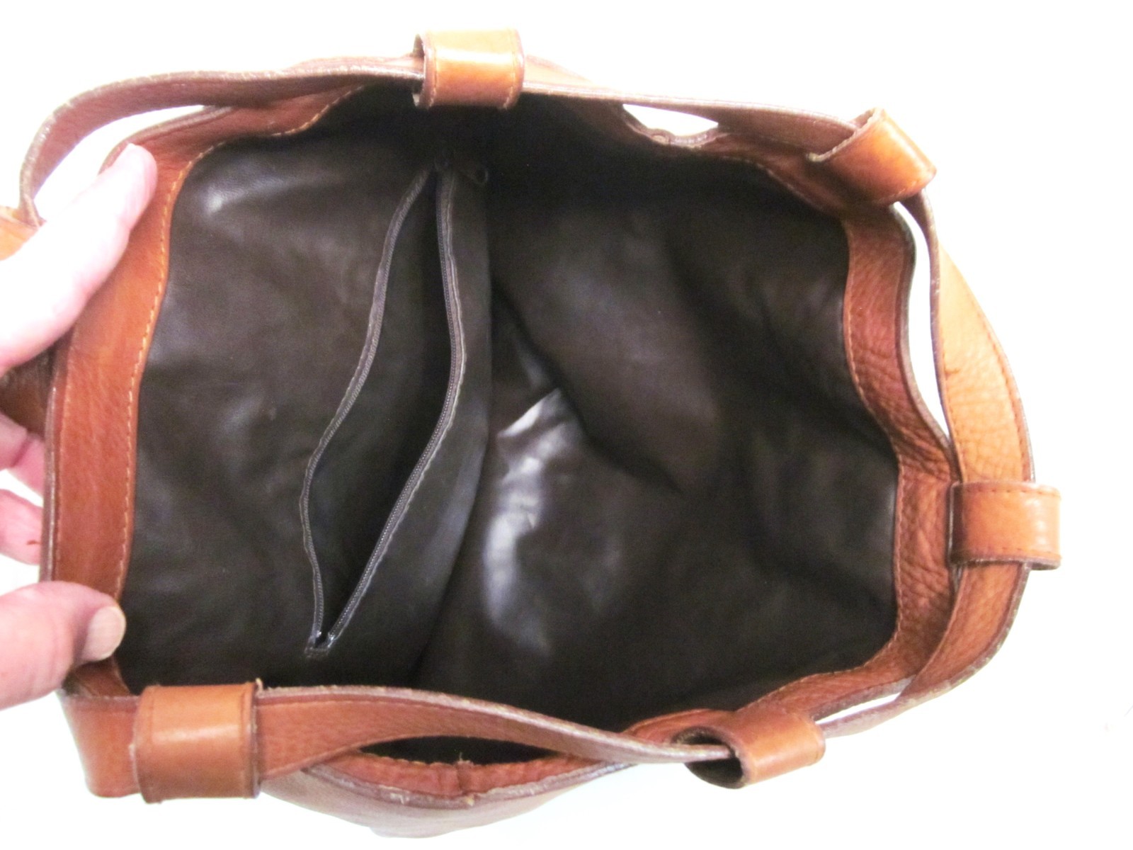 Large Leather Tote/Book Back Pack Bag Hobo 16” x 14” Made in Italy Lined Pocket