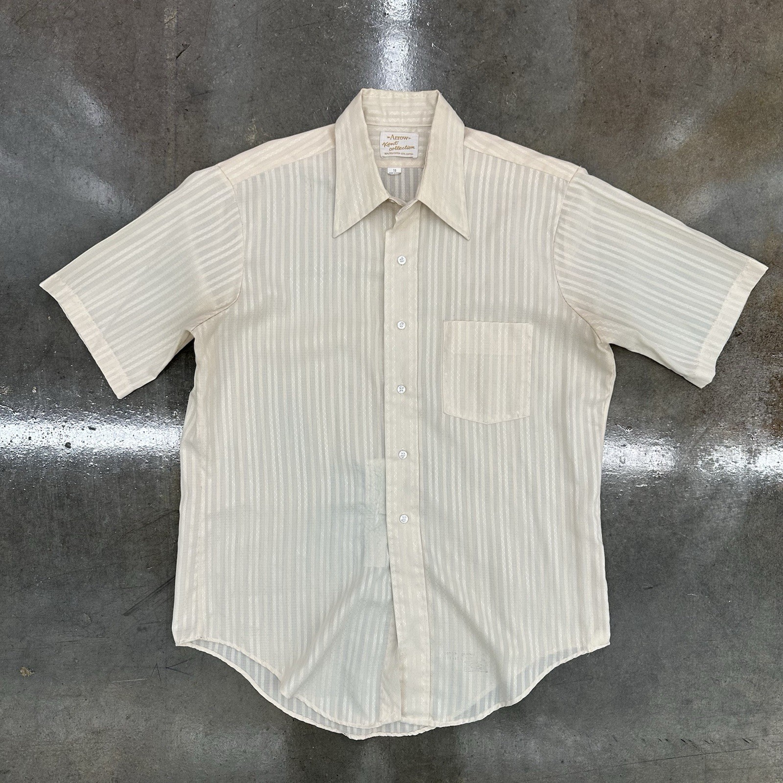 Vintage Arrow Kent Collection Polyester Cotton Button Up Shirt SS Size 16 Repair