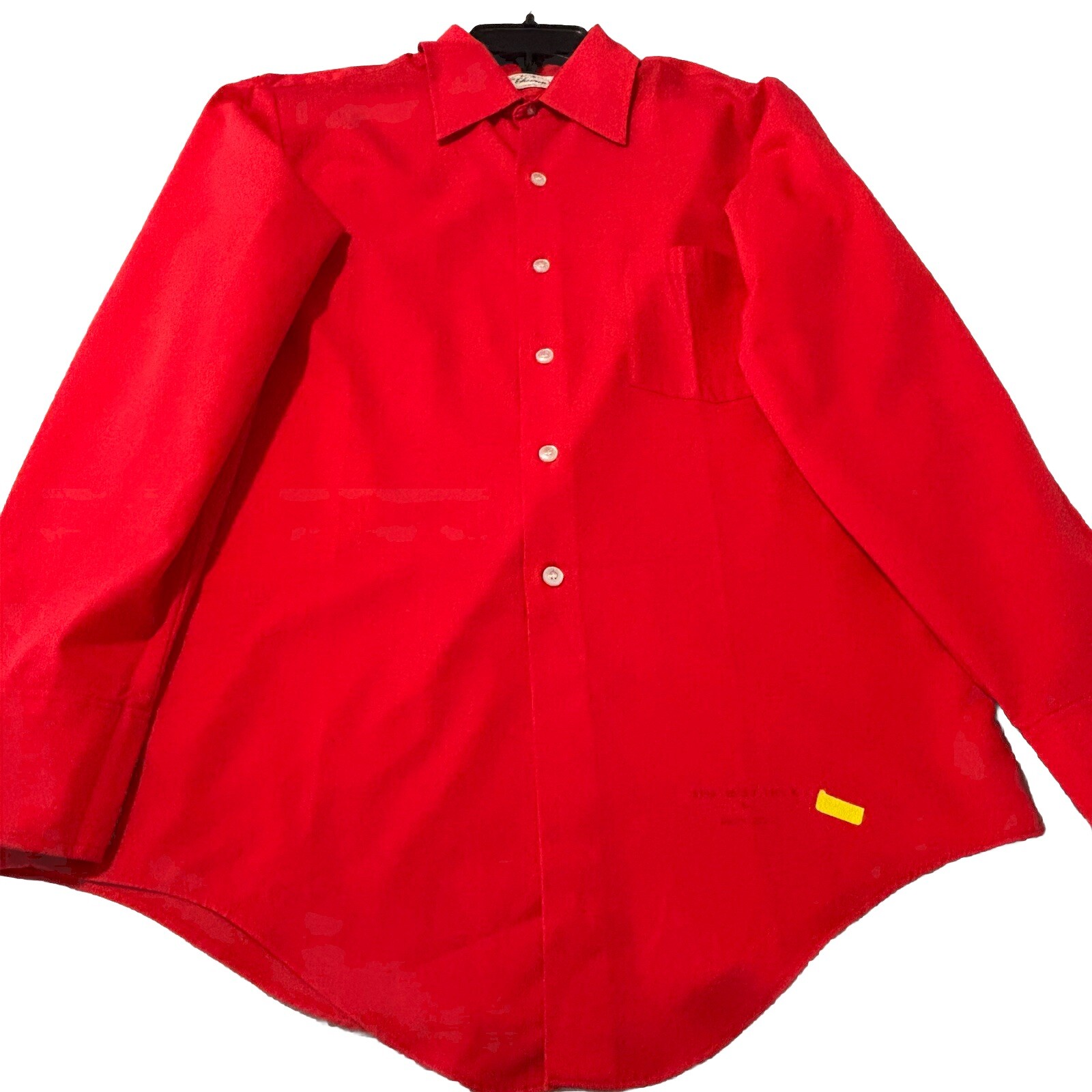 Vtg Le Chevron Red Polyester Cotton Men’s Button Up Shirt Fit Size M Read Desc
